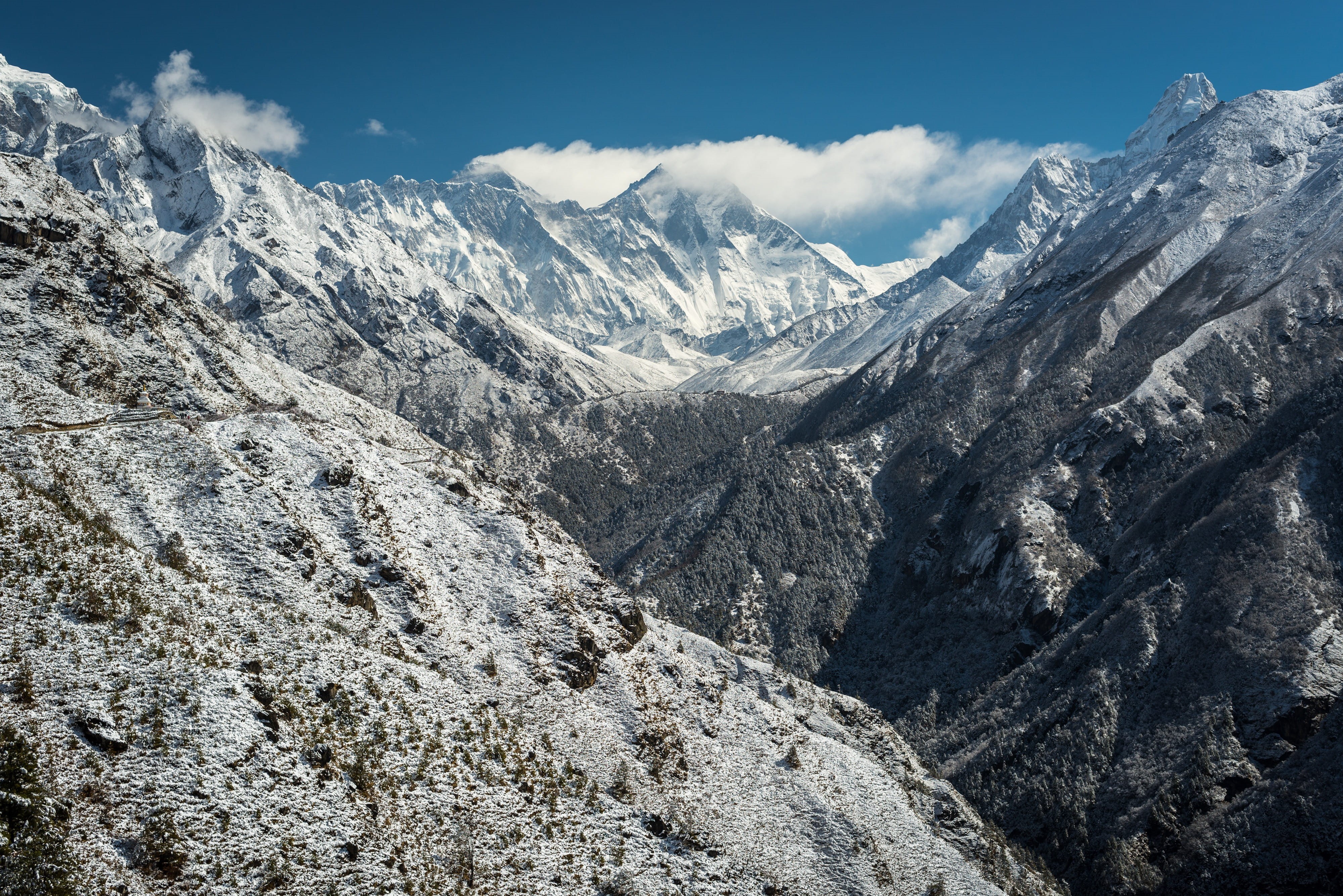 environment, expedition, scenics - nature, summit, cloud - sky, peak, winter, formation, white, day, mountain, land, beauty in nature, cold temperature, HD Wallpaper