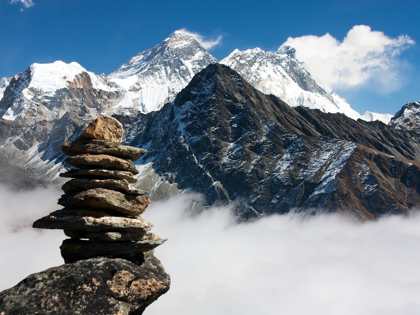 720P, beautiful, everest, view, cold temperature, mountain range, solid, tranquility, winter, mount, idyllic, sky, stack, scenics - nature, rock - object, HD Wallpaper
