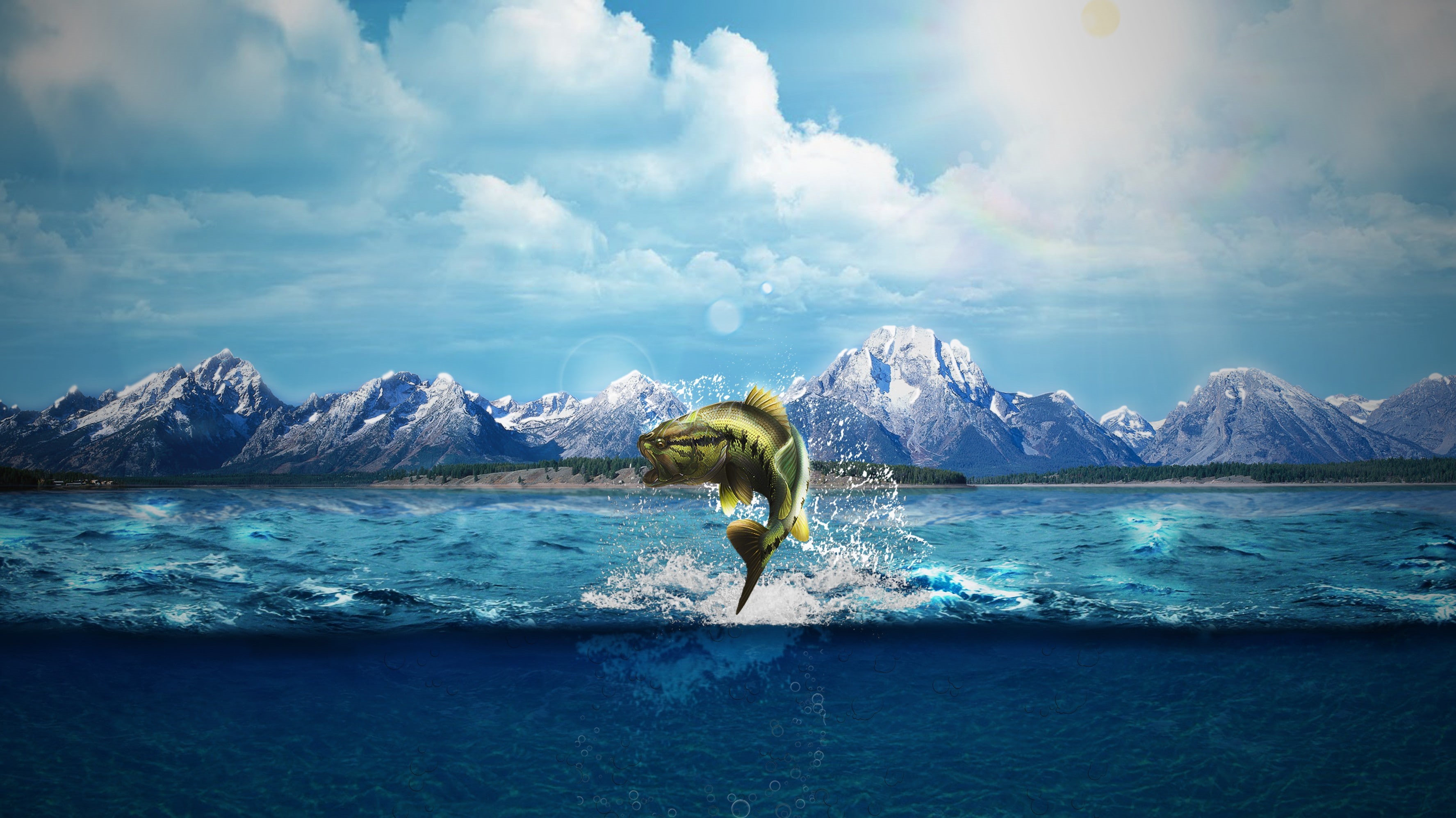 nature, everest, fish, mount everest, mount, sea monsters, 2K, sea, monsters, mountains, HD Wallpaper