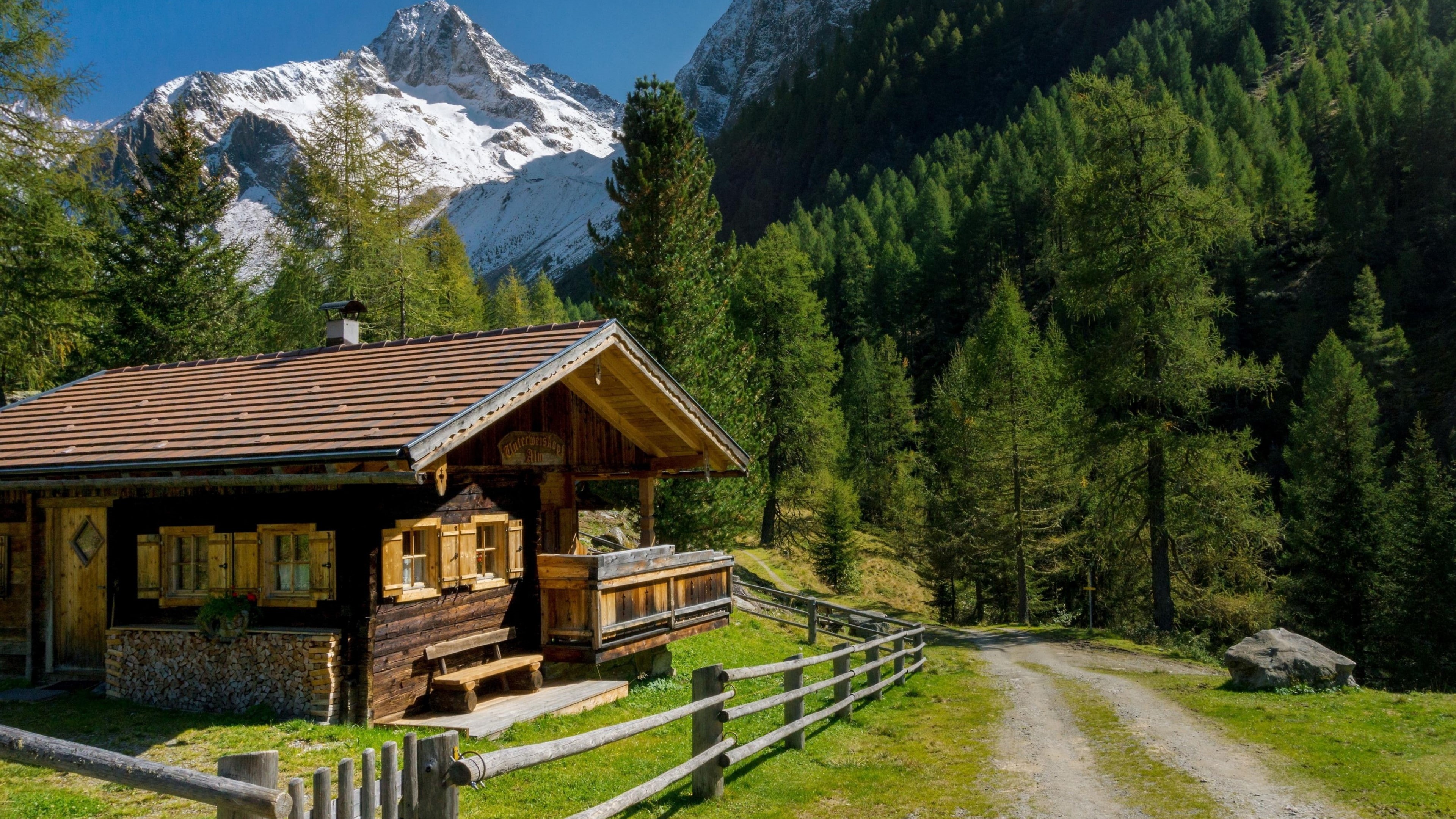 kals am grossglockner, alpine hut, alps, grossglockner, cabin, hohe tauern, tyrol, austria, east tyrol, 4K, mittersill, log cabin, hohe tauern nature park, HD Wallpaper