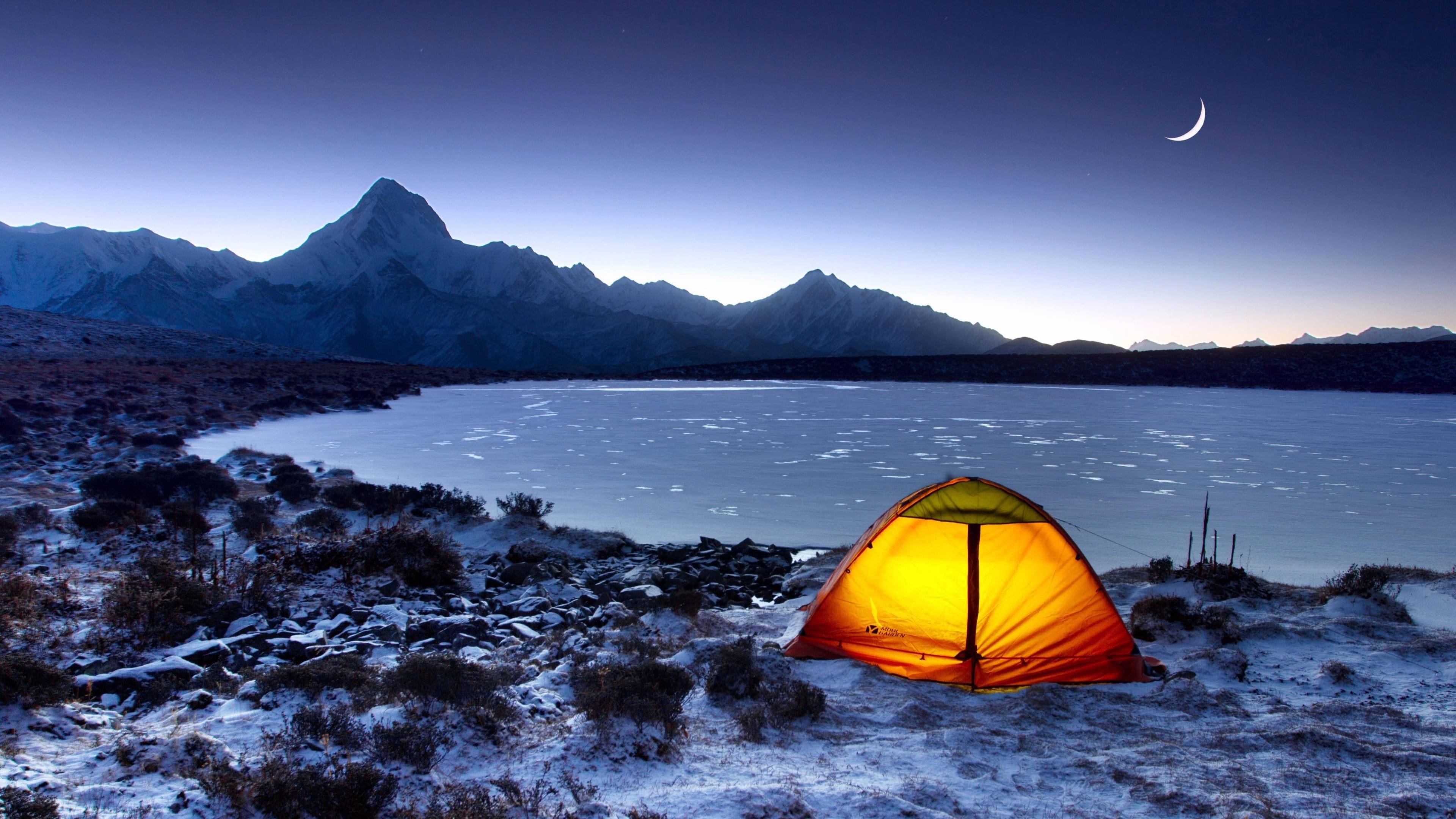 lake, adventure, china, darkness, kangding, night sky, mountain range, mountain, environment, water, tent, night, ice, adventurre, beauty in nature, landscape, HD Wallpaper