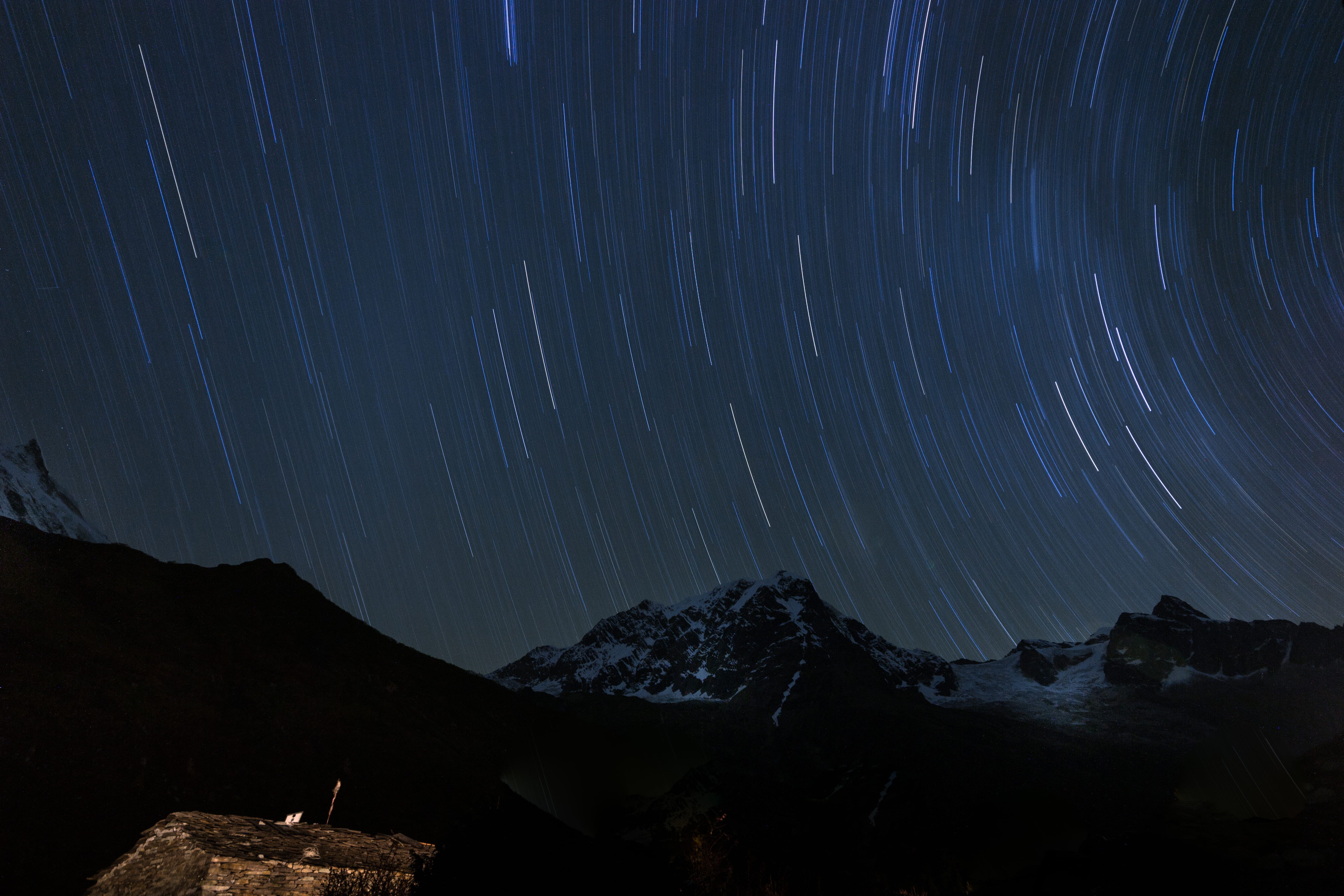 galaxy, space and astronomy, Circuit, space, 5K, tranquil scene, timelapse, mountain peak, star, Day, peak, science, Manaslu, beauty in nature, mountain range, HD Wallpaper
