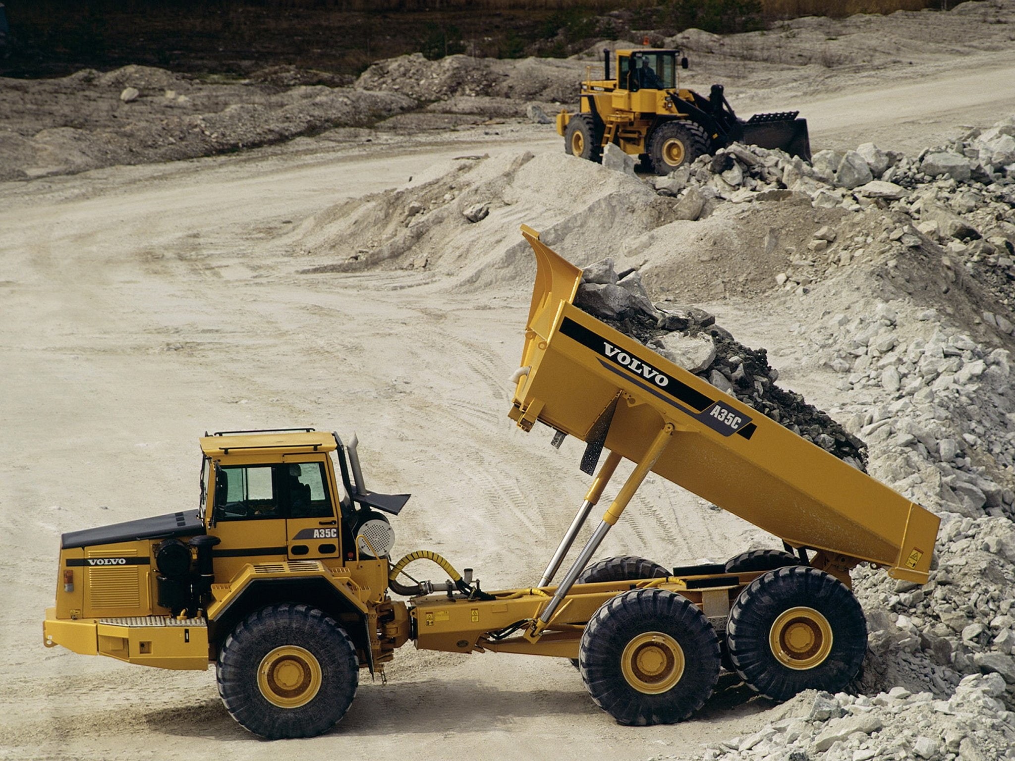 a35c, quarry, construction, tractor, volvo, semi, model-bm, 1080P, 1996, HD Wallpaper