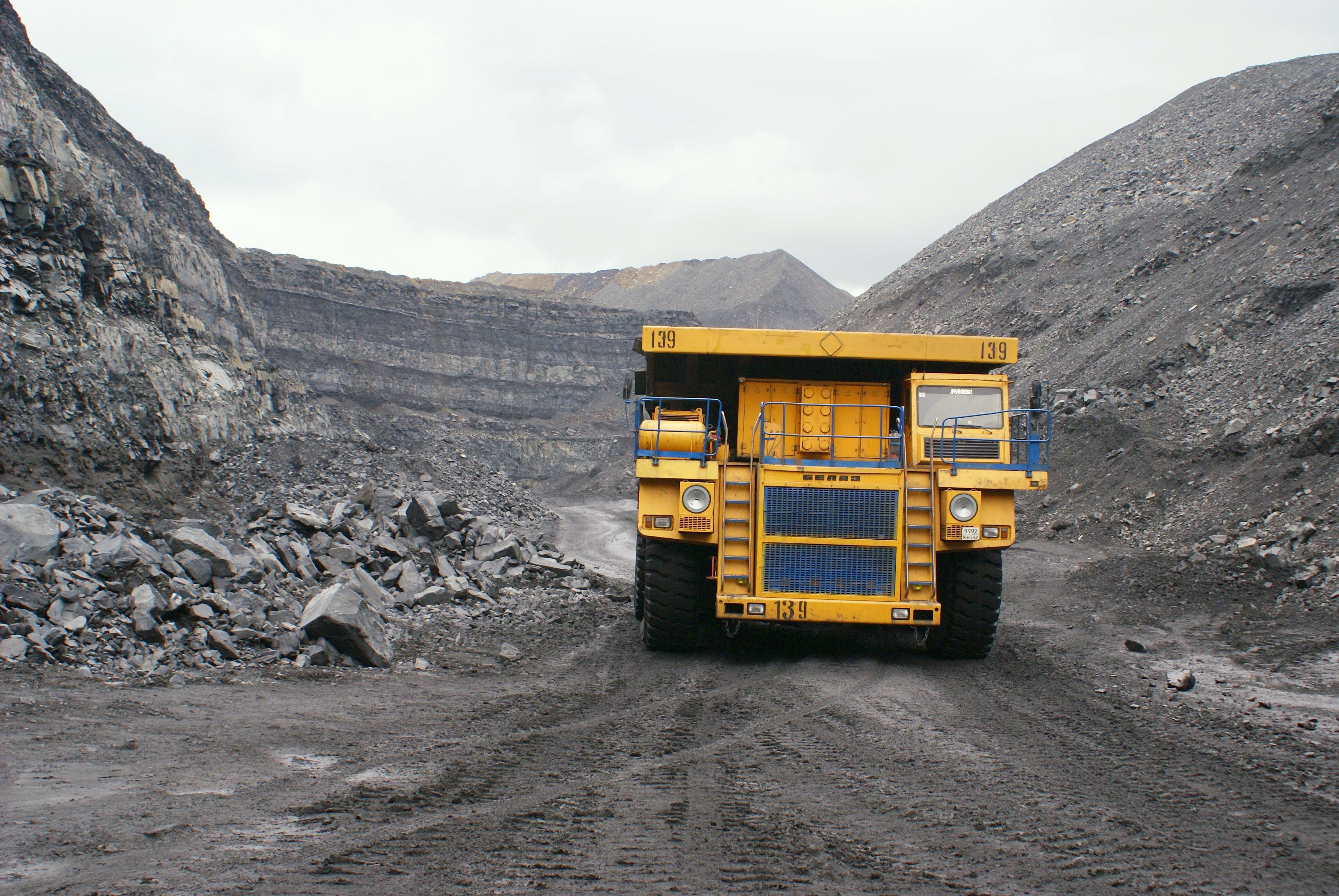 Car, mountain, outdoor colliery, motor vehicle, road, climate, non-urban scene, rock, landscape, outdoors, cloud - sky, dumper, rock - object, Belaz, gigantic proportions, HD Wallpaper