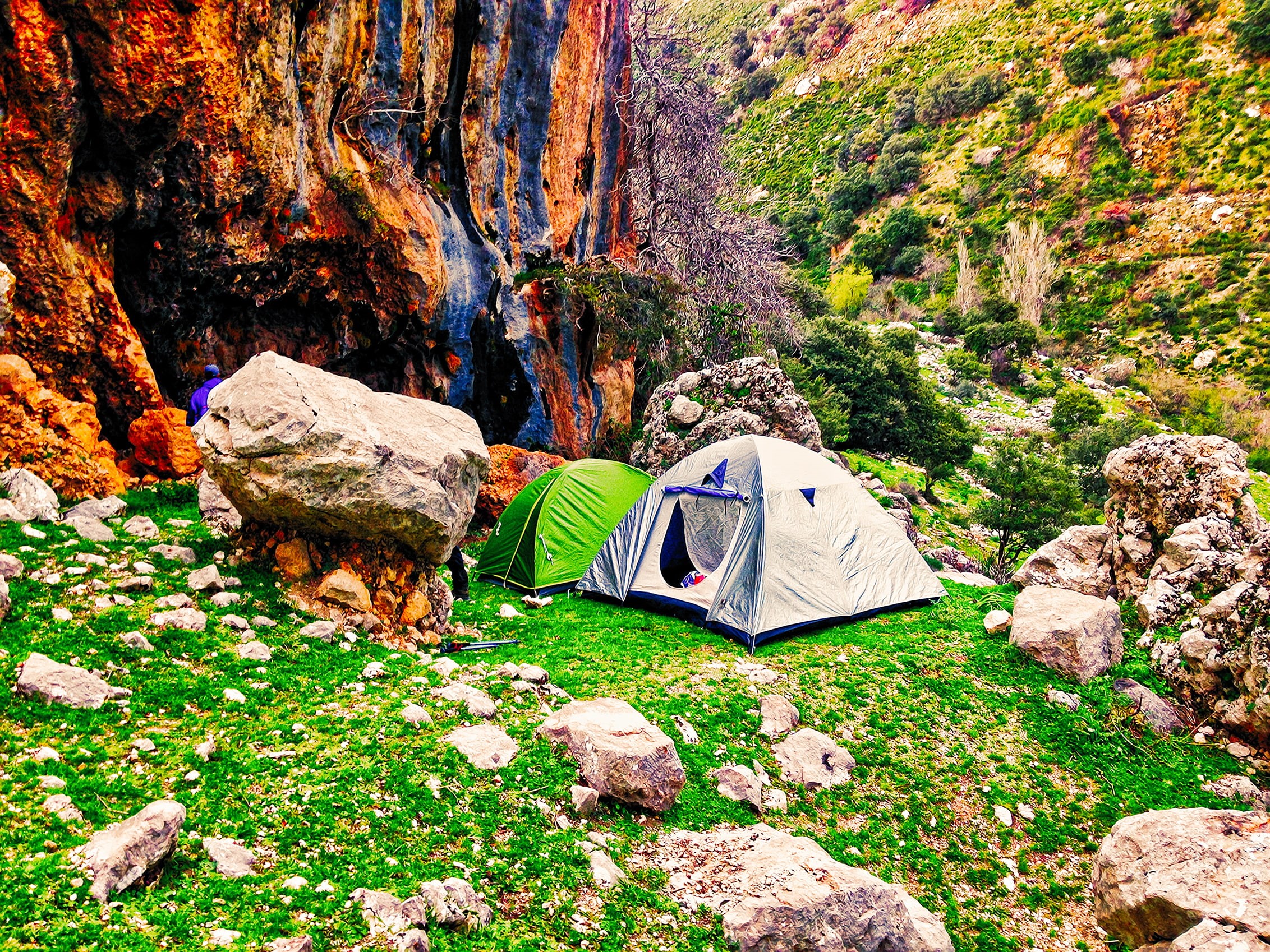 nature, 1080P, rock, camping, Montagne, grass, HD Wallpaper