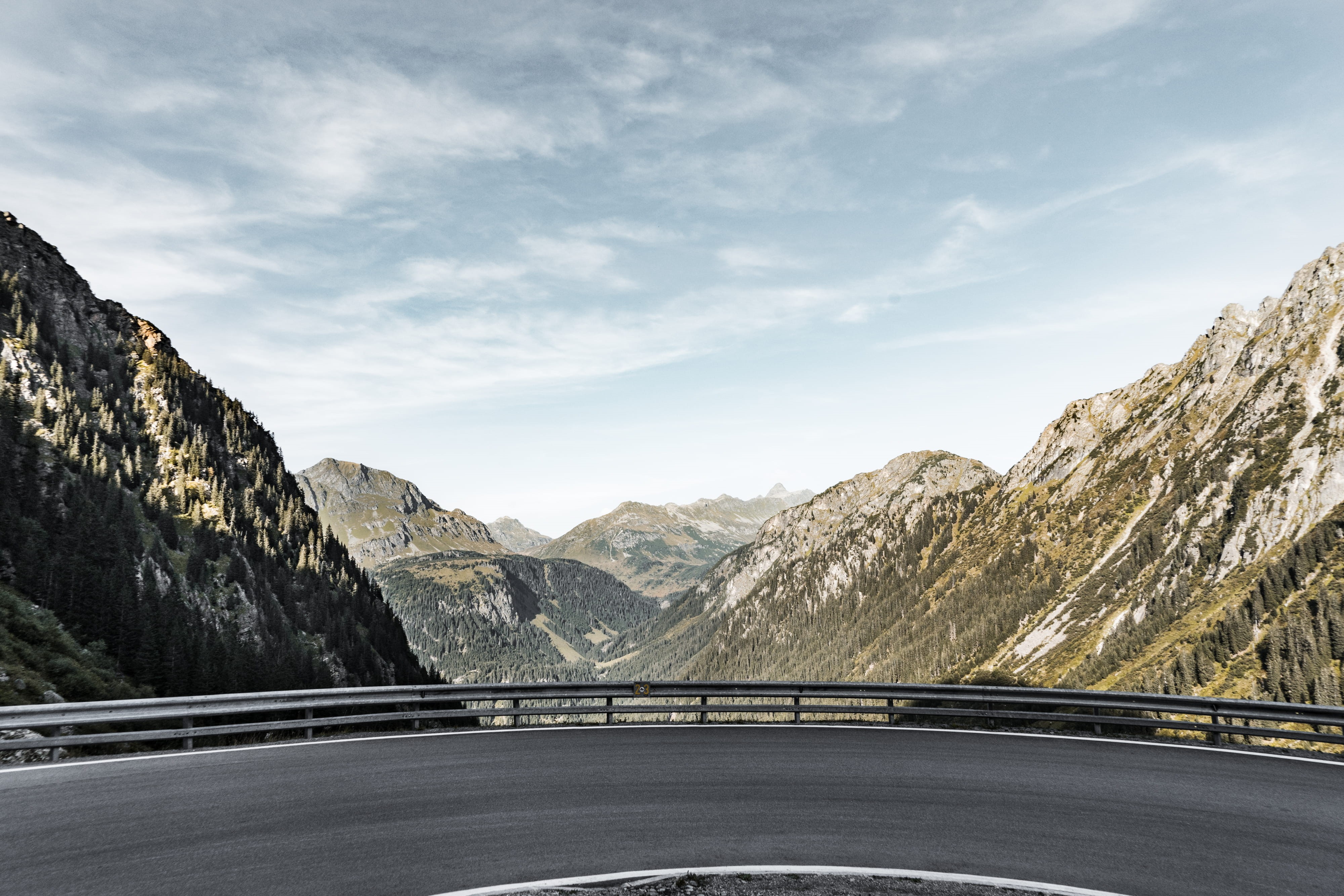 day, mountain Range, mountain peak, 4K, sky, asphalt, mountain, non-urban scene, no People, tranquility, beauty in nature, outdoors, highway, nature, hills, HD Wallpaper