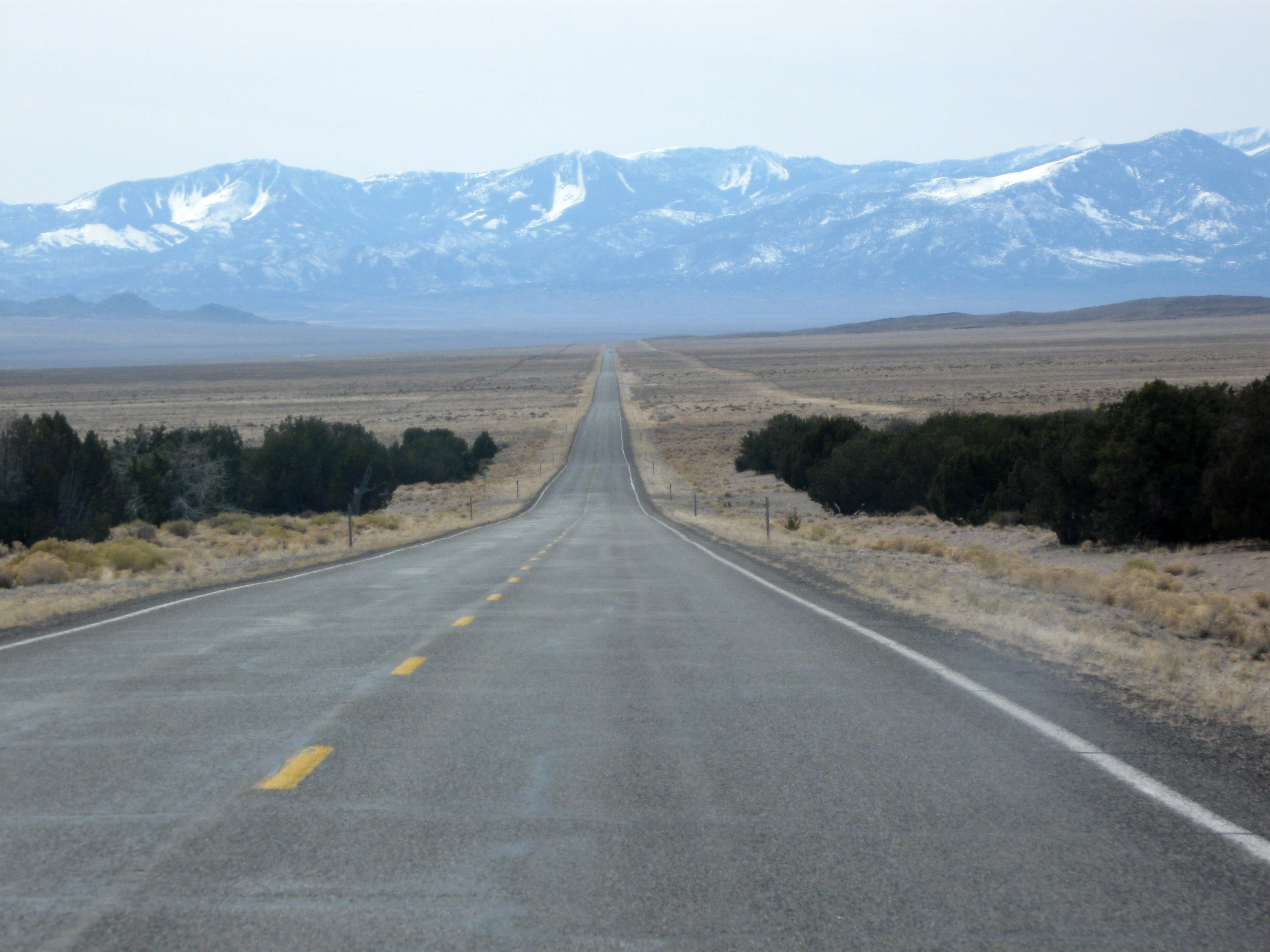 asphalt, no People, scenics, scenics - nature, outdoors, photos, straight, desert, sign, mountain, 2K, mountain range, travel, non-urban scene, road marking, HD Wallpaper
