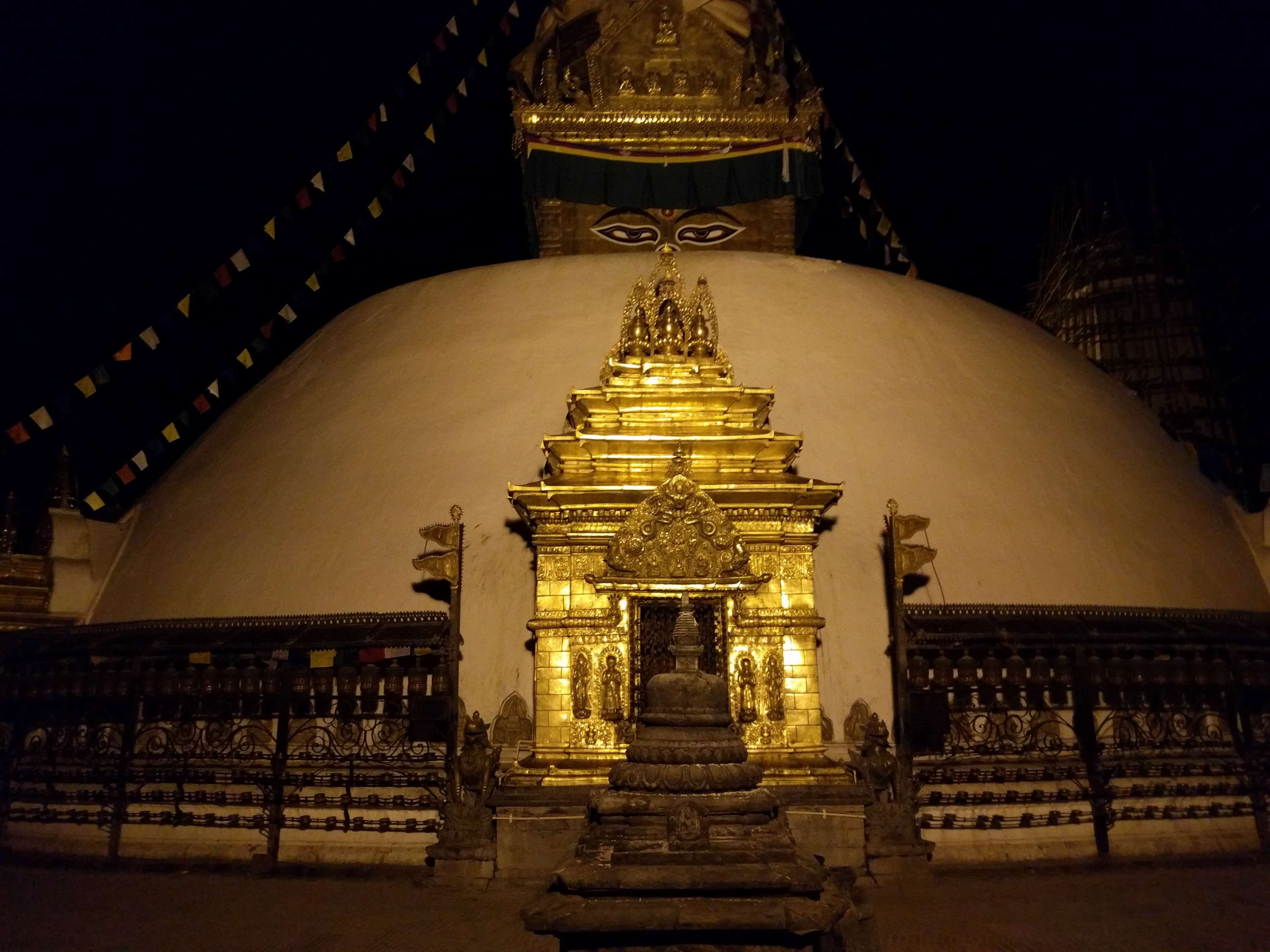 building, buddha, kathmandu, belief, history, travel destinations, no people, travel, heritage, spire, swayambhu, night, building exterior, spirituality, HD Wallpaper