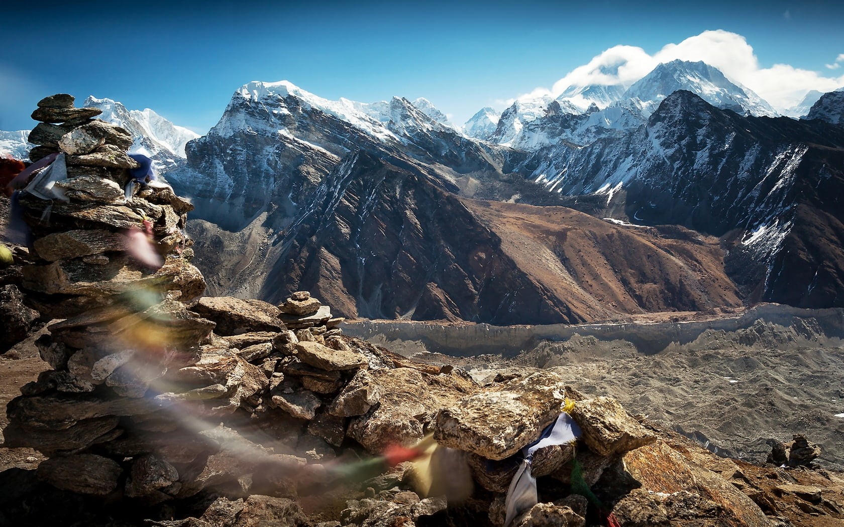 day, non-urban scene, cold temperature, khumbu, glacier, idyllic, rock - Object, cloud - Sky, outdoors, adventure, scenics - nature, scenics, travel, summer, HD Wallpaper