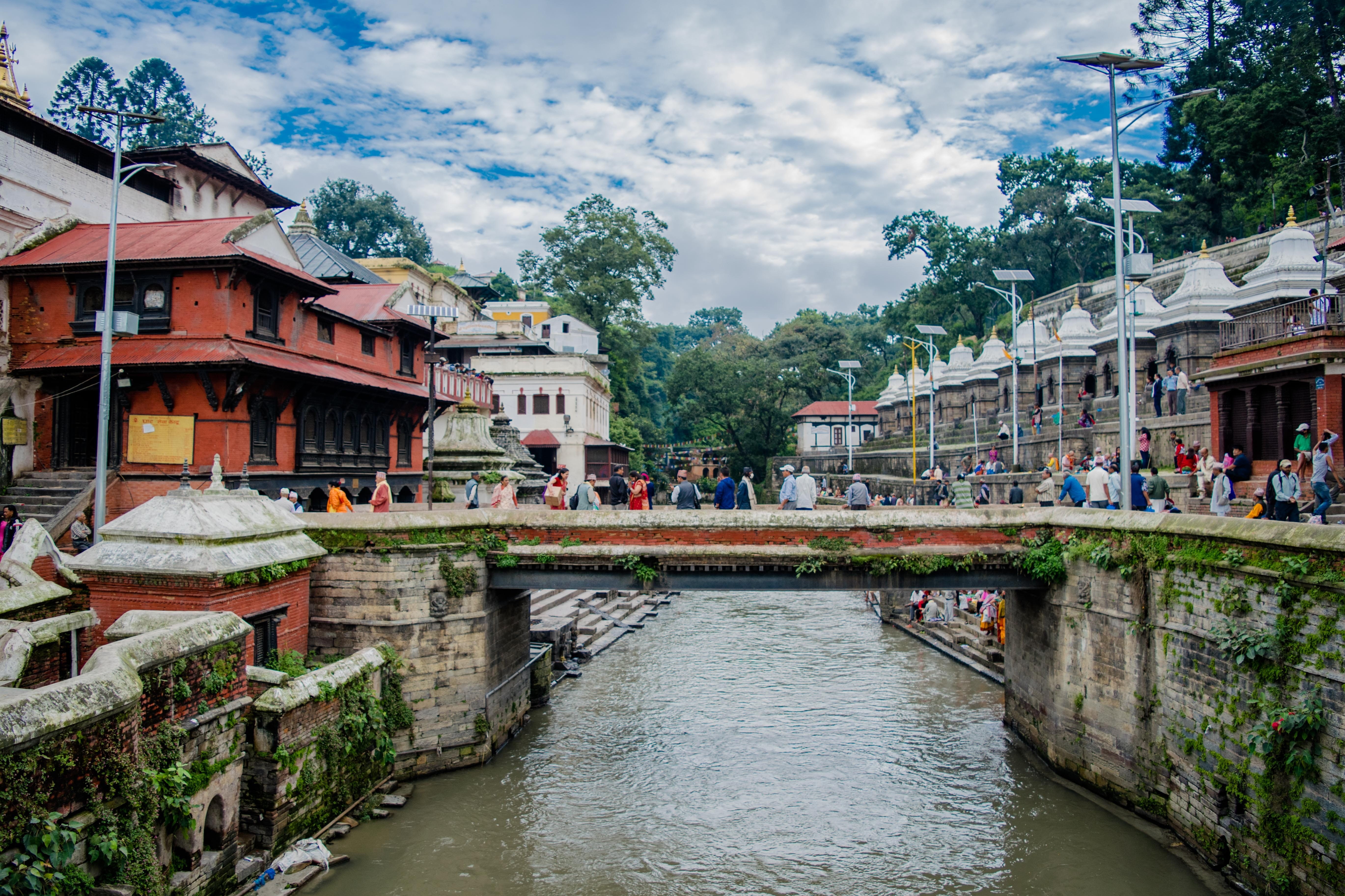 incidental people, east Asian Culture, Kathmandu, temple, sacred, religious, water, lake, tree, temple - Building, men, nature, built Structure, chinese Culture, HD Wallpaper