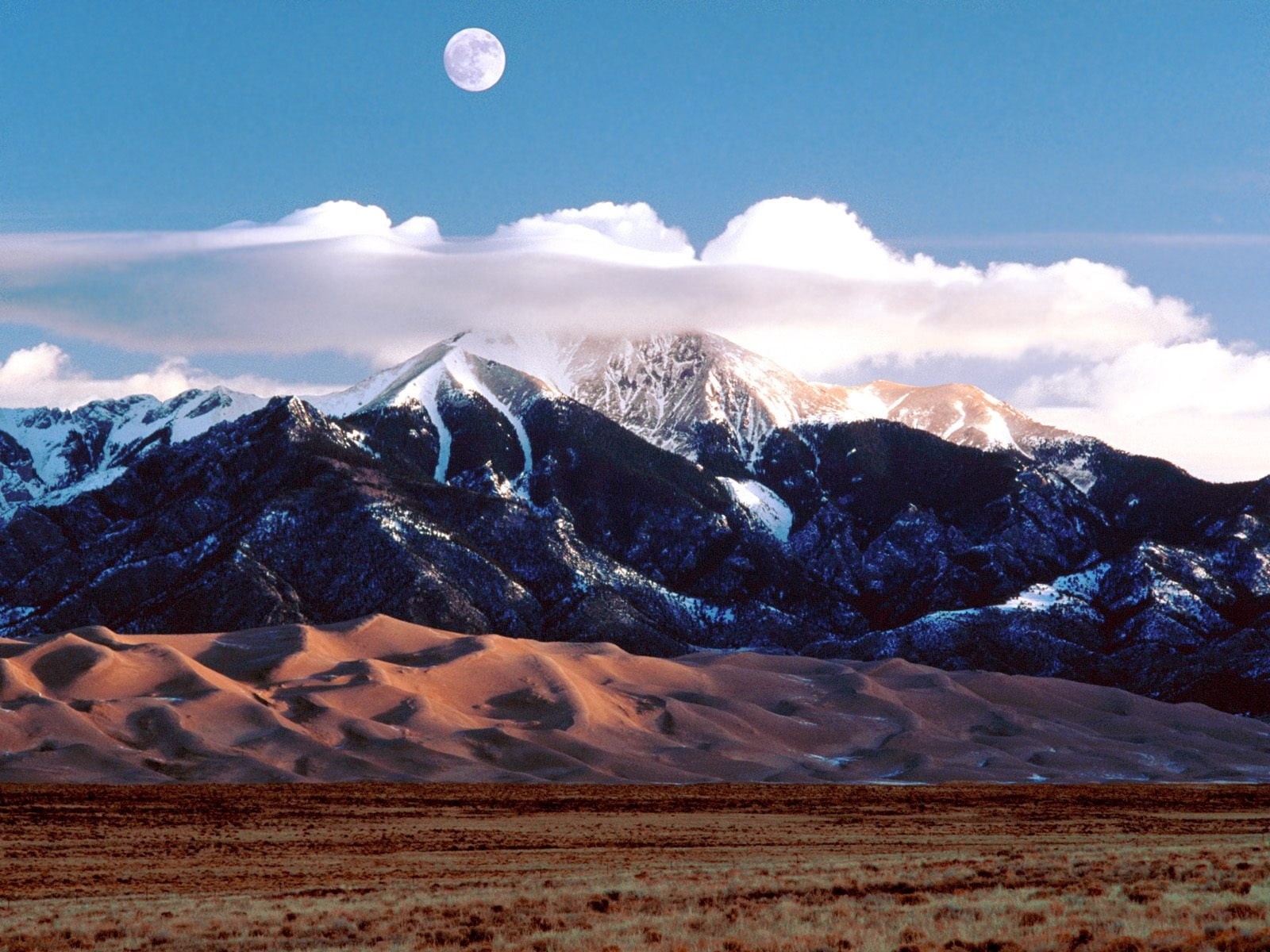 blue, panoramic, famous Place, tranquil scene, 720P, extreme Terrain, moon, mountain Range, snow, tranquility, snowcapped, full moon, land, winter, cold - Temperature, HD Wallpaper