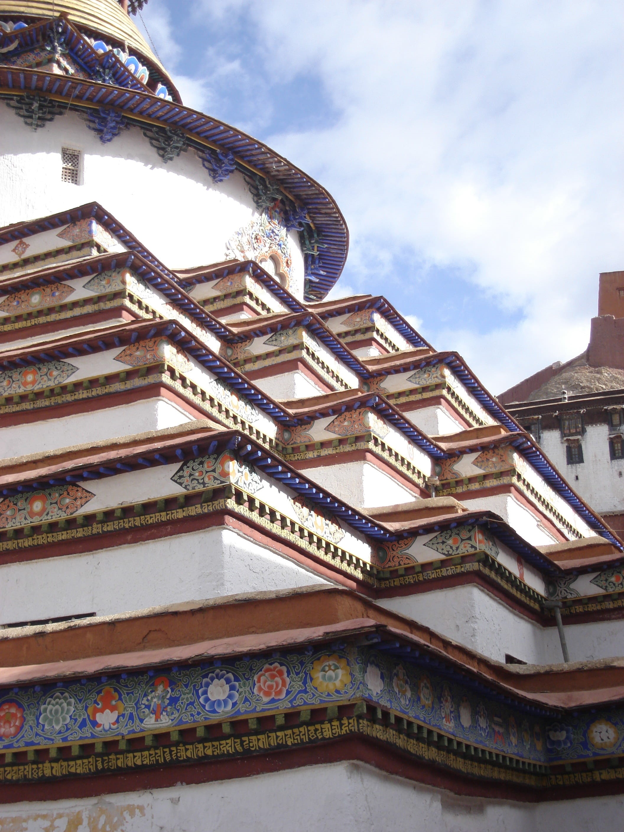 belief, architecture, symbol, tibetan, architectural feature, outdoors, worship, cloud - sky, travel destinations, Monastery, low angle view, city, roof, Phone HD Wallpaper