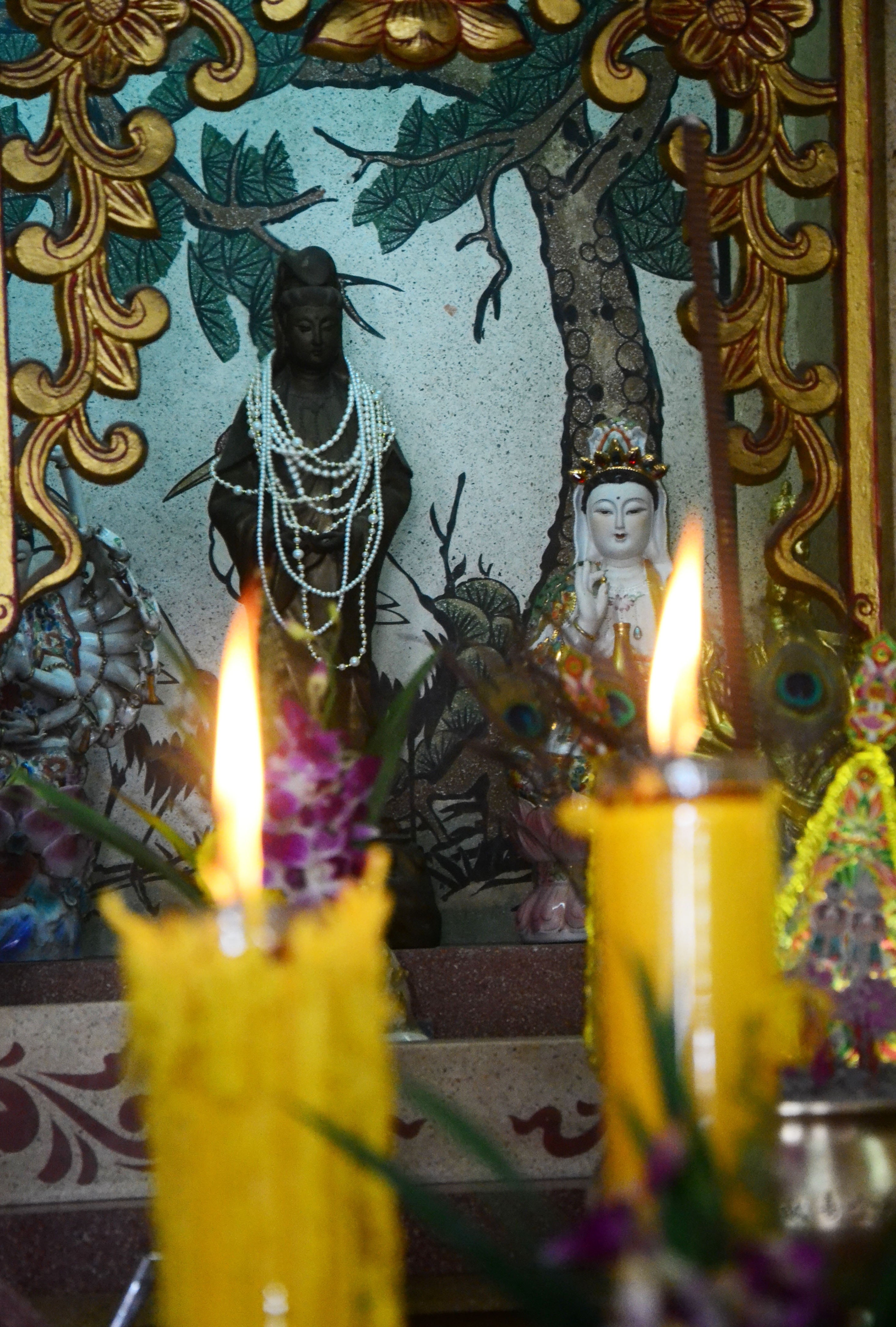 tibetan, burning, travel, candles, buddha, decoration, religion, tradition, pray, no people, ancient, gold, electric lamp, flame, architecture, temple, Phone HD Wallpaper