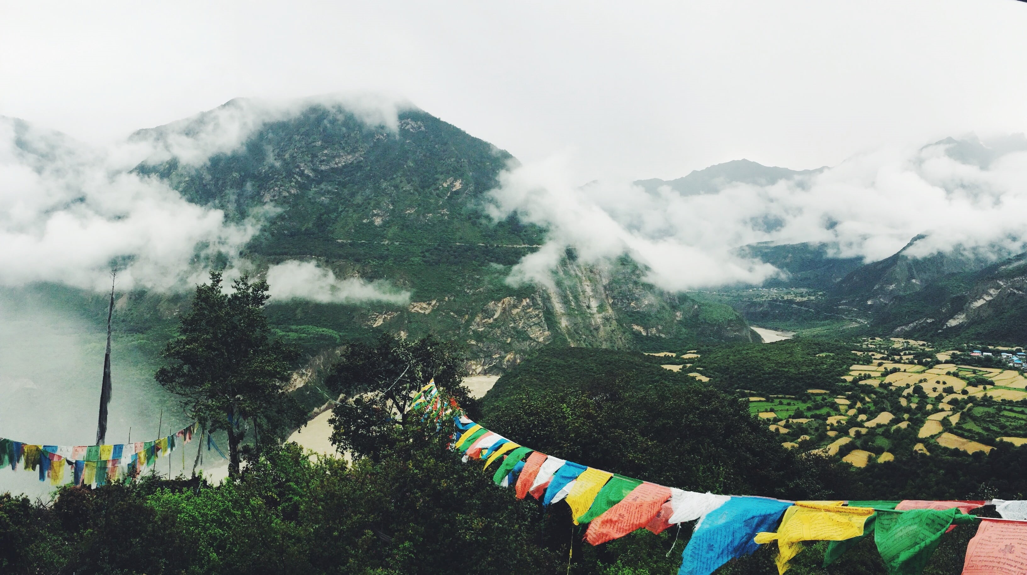 peak, outdoors, mountains, tree, land, banner, summit, beauty in nature, no people, tranquil scene, symbol, sky, wind, top, religion, colorful, tranquility, HD Wallpaper