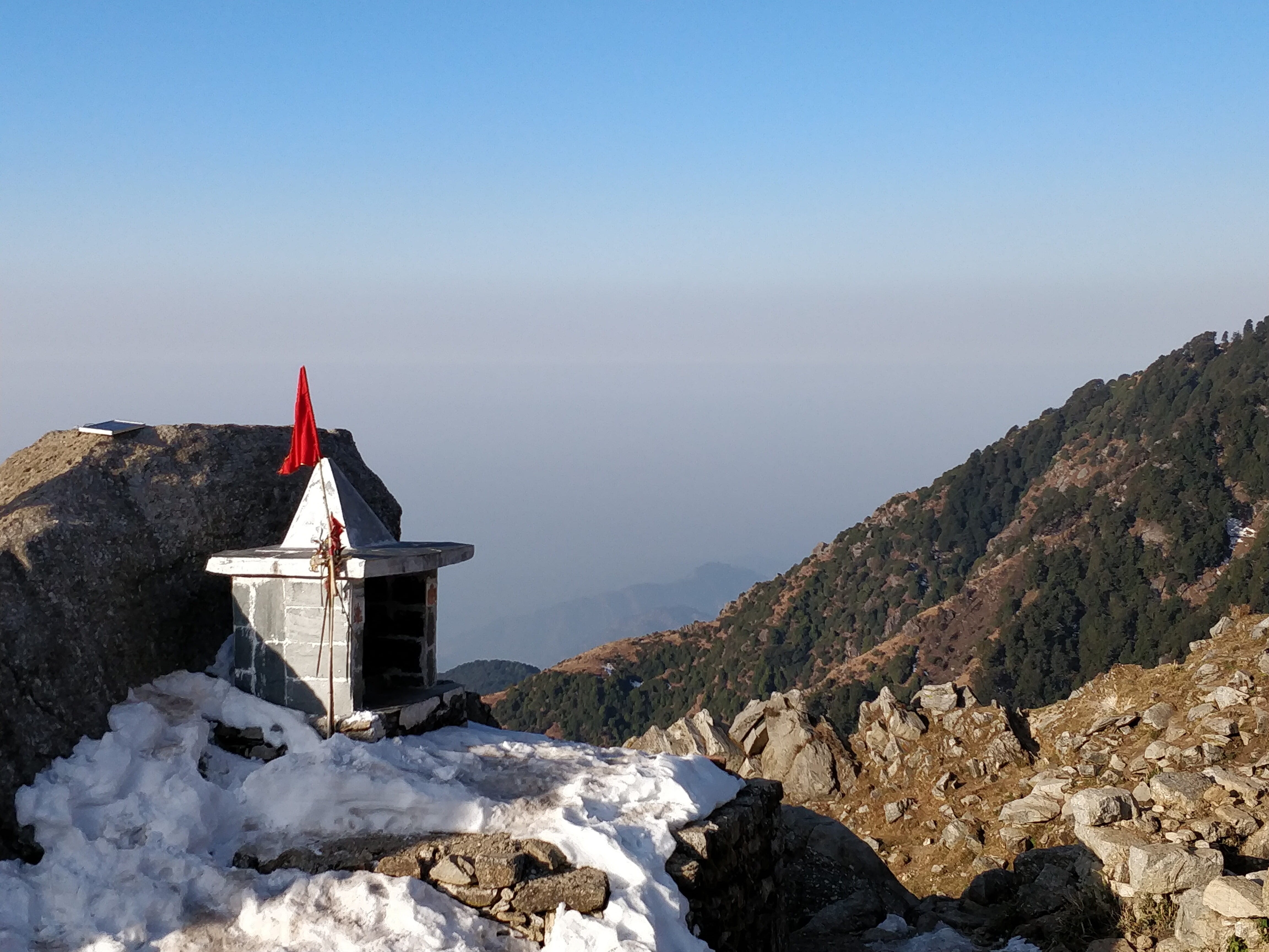 cold temperature, rock, copy space, snow, temple, non-urban scene, mountain peak, scenics - nature, solid, architecture, india, tranquil scene, himachal pradesh, HD Wallpaper