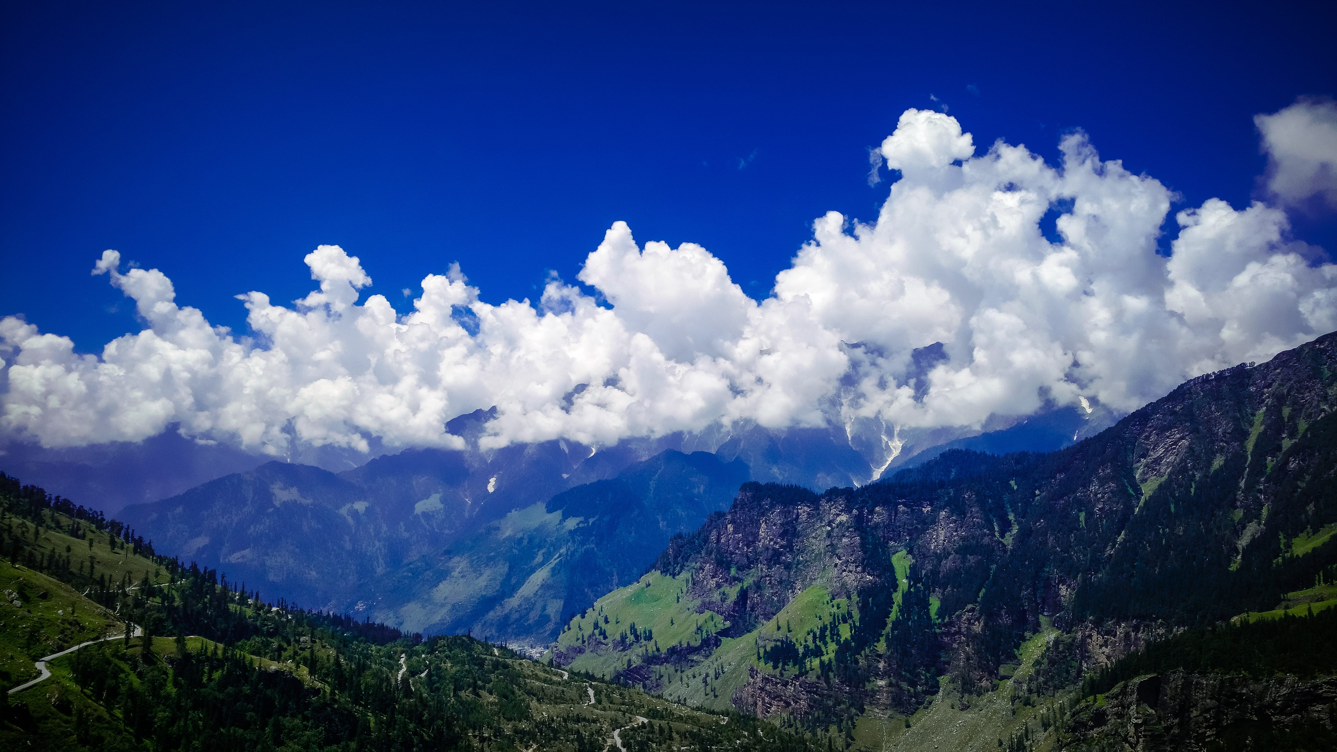 no people, nature, valley, remote, marango rangarik, spiti valley, scenics - nature, himalayas, mountains, blue, snow, glacier, day, tranquility, non-urban scene, HD Wallpaper