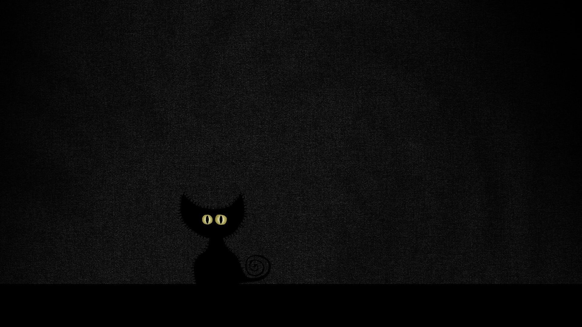cat, spooky, architecture, dark, black cats, big cats, 1080P, close-up, illuminated, wall - building feature, auto post production filter, communication, HD Wallpaper