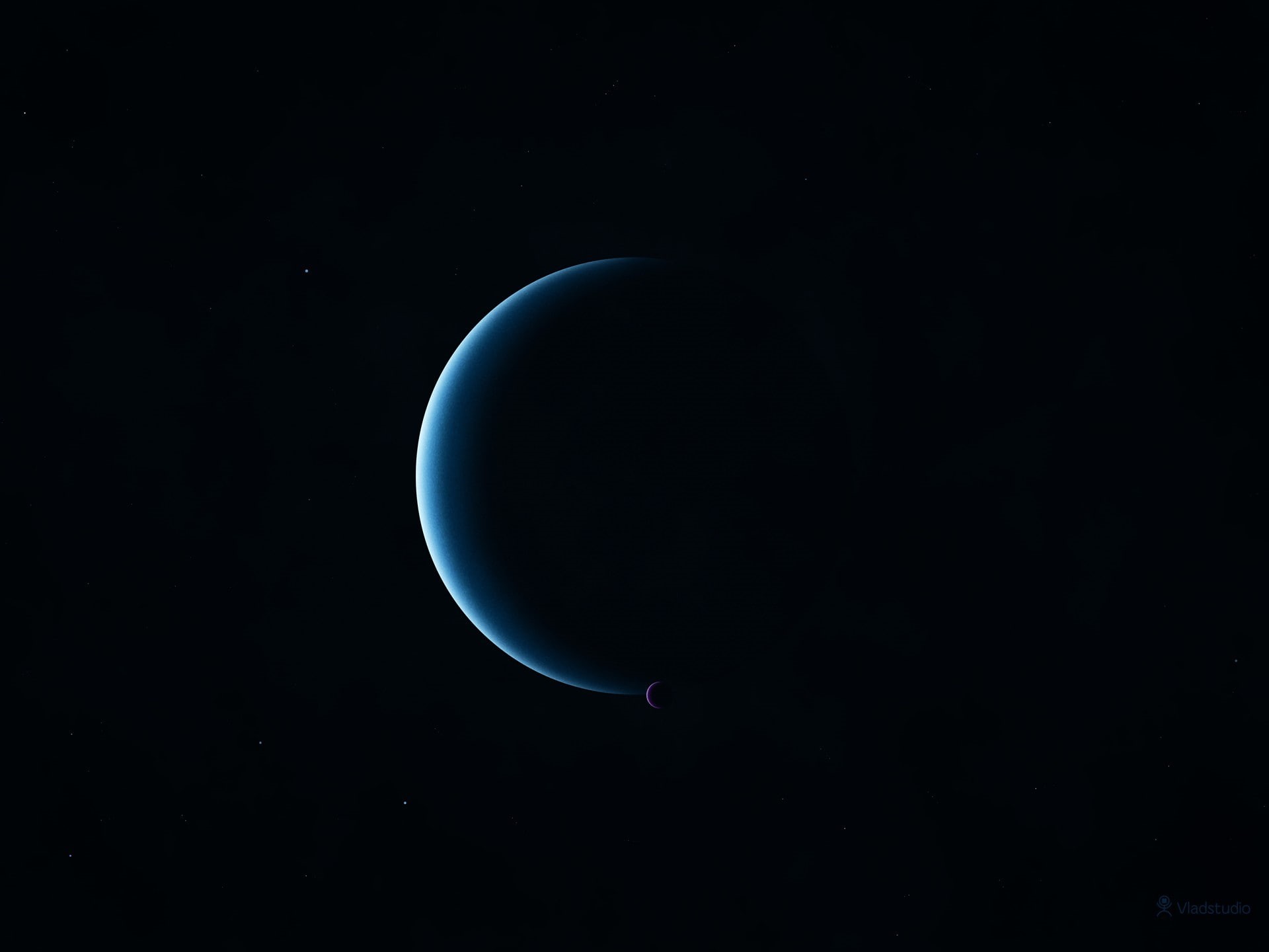 sky, cloud - sky, tranquility, Vladstudio, science, moon, scenics - nature, nature, blue, outdoors, copy space, night, no people, beauty in nature, minimalism, HD Wallpaper