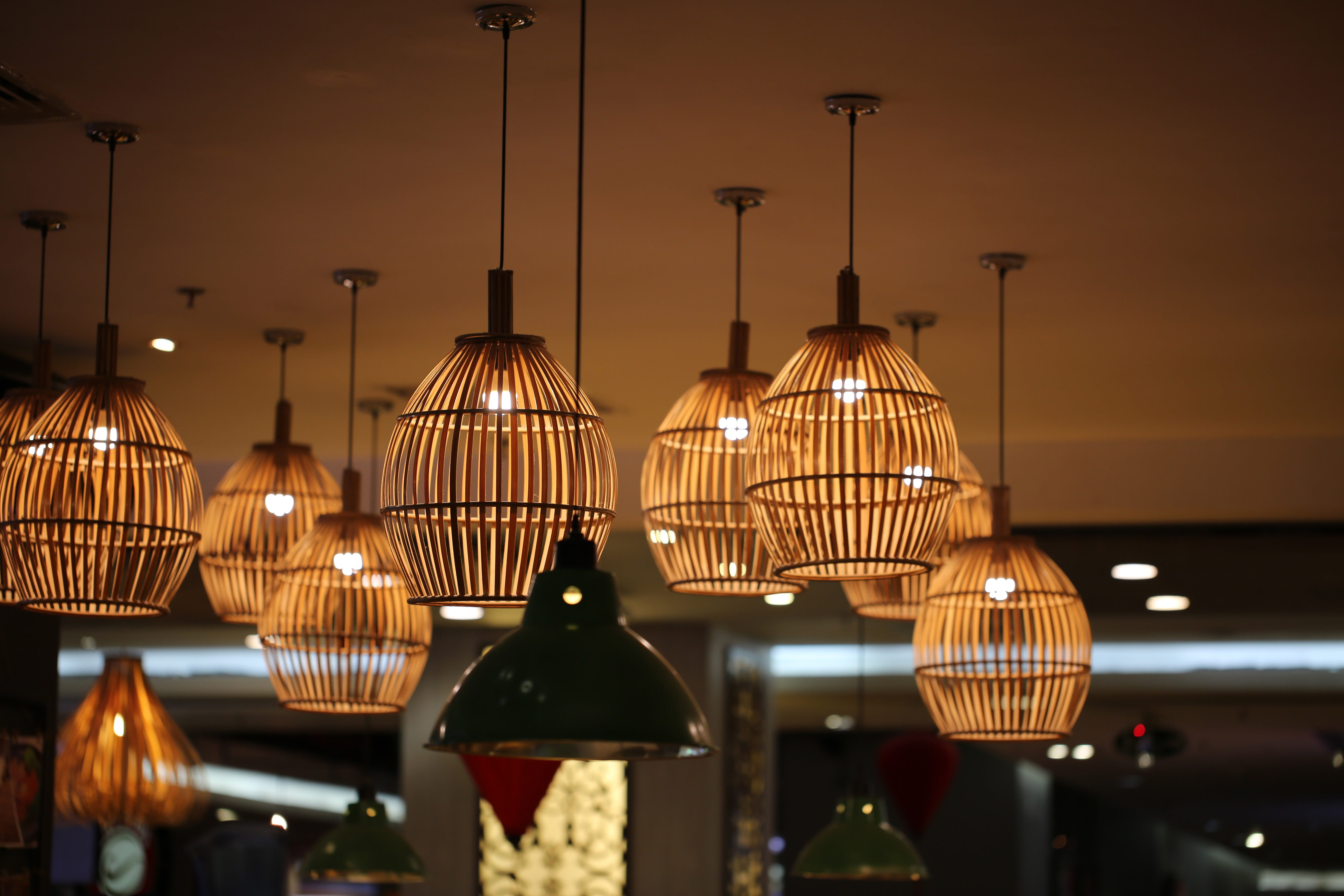 shape, hanging, 5K, night, electricity, electric Lamp, glowing, light, pattern, architecture, public domain, no people, pendant light, photos, illuminated, HD Wallpaper