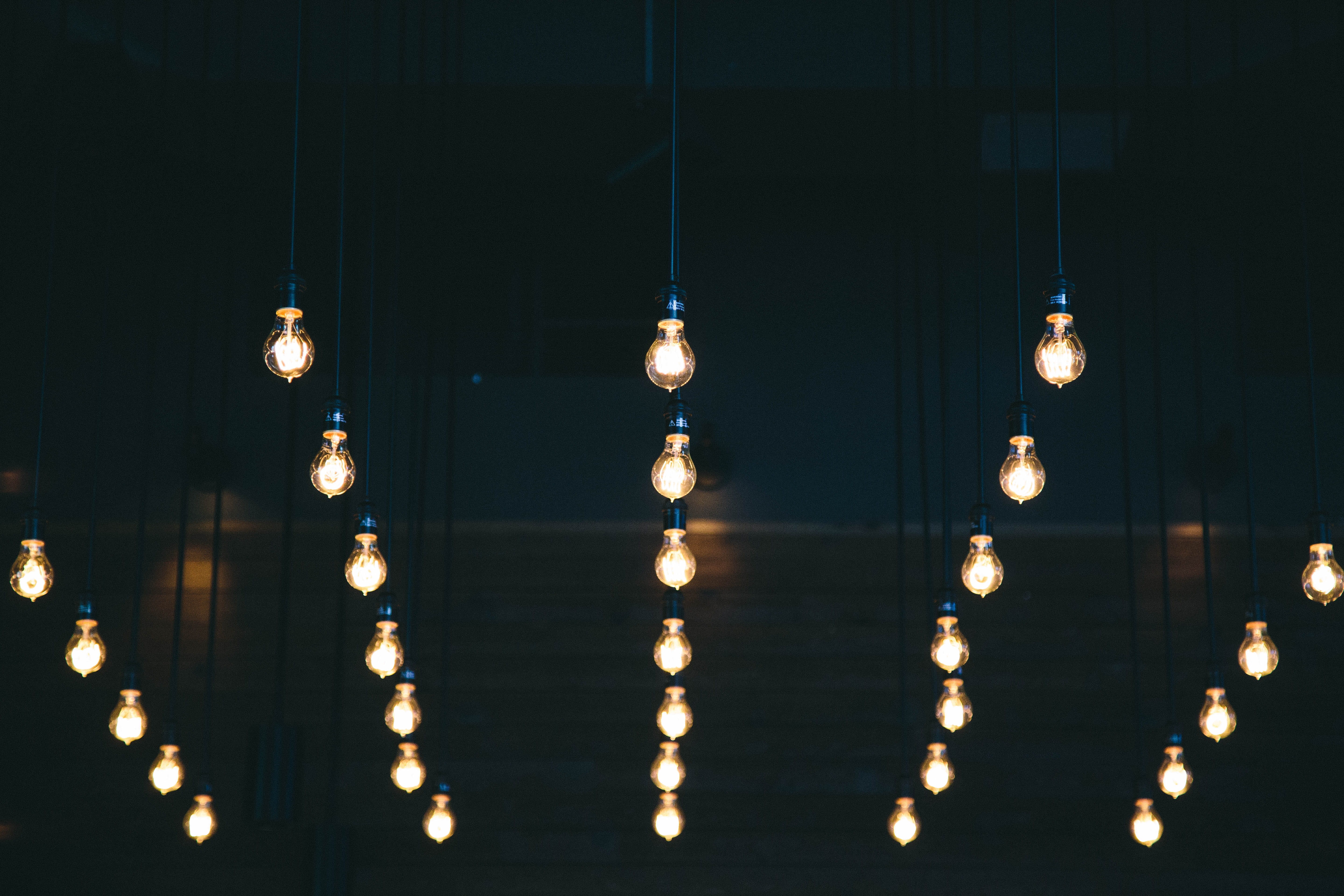 night, pendant, lot, architecture, in a row, built structure, electric Lamp, electricity, black background, hanging, lighting Equipment, lamp, decoration, HD Wallpaper