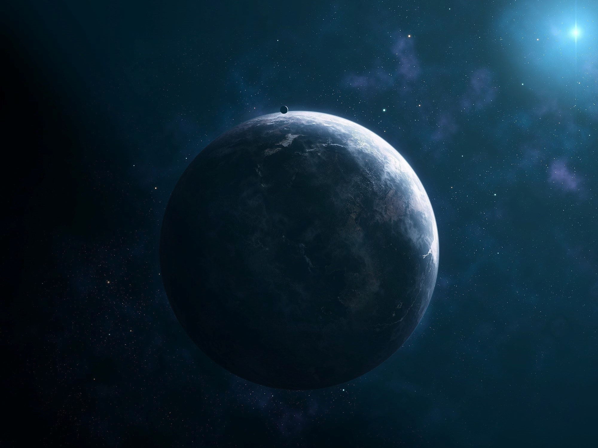 Planet, lights, 1080P, light, KOMOS, satellite, stars, HD Wallpaper