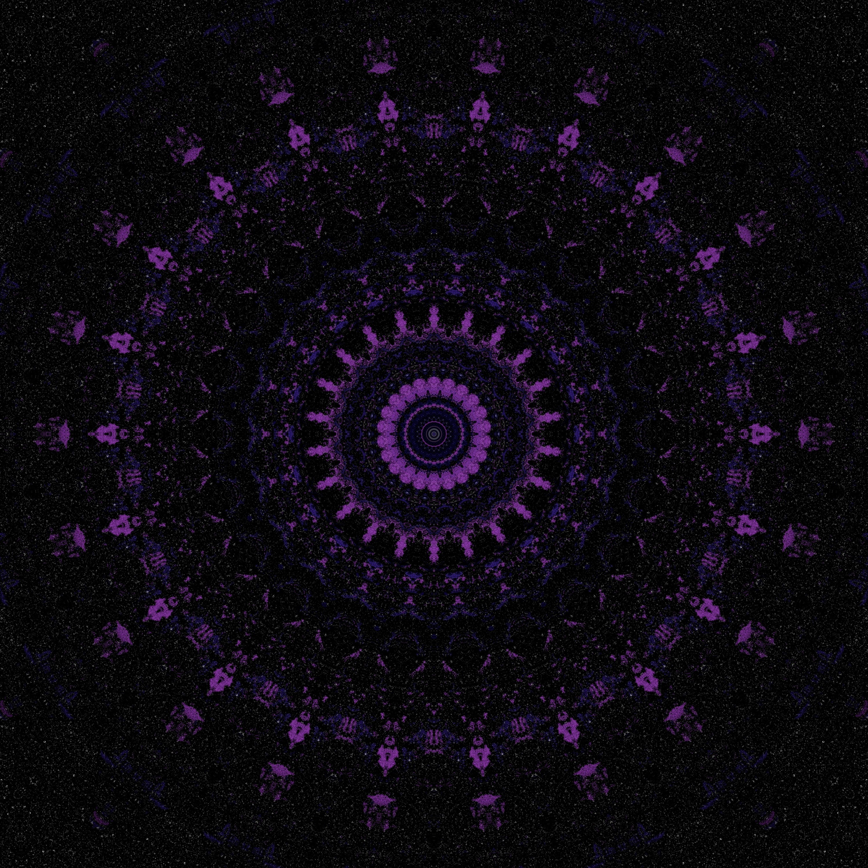 purple, ornament, mandala, kaleidoscope, pattern, 2K, Phone HD Wallpaper