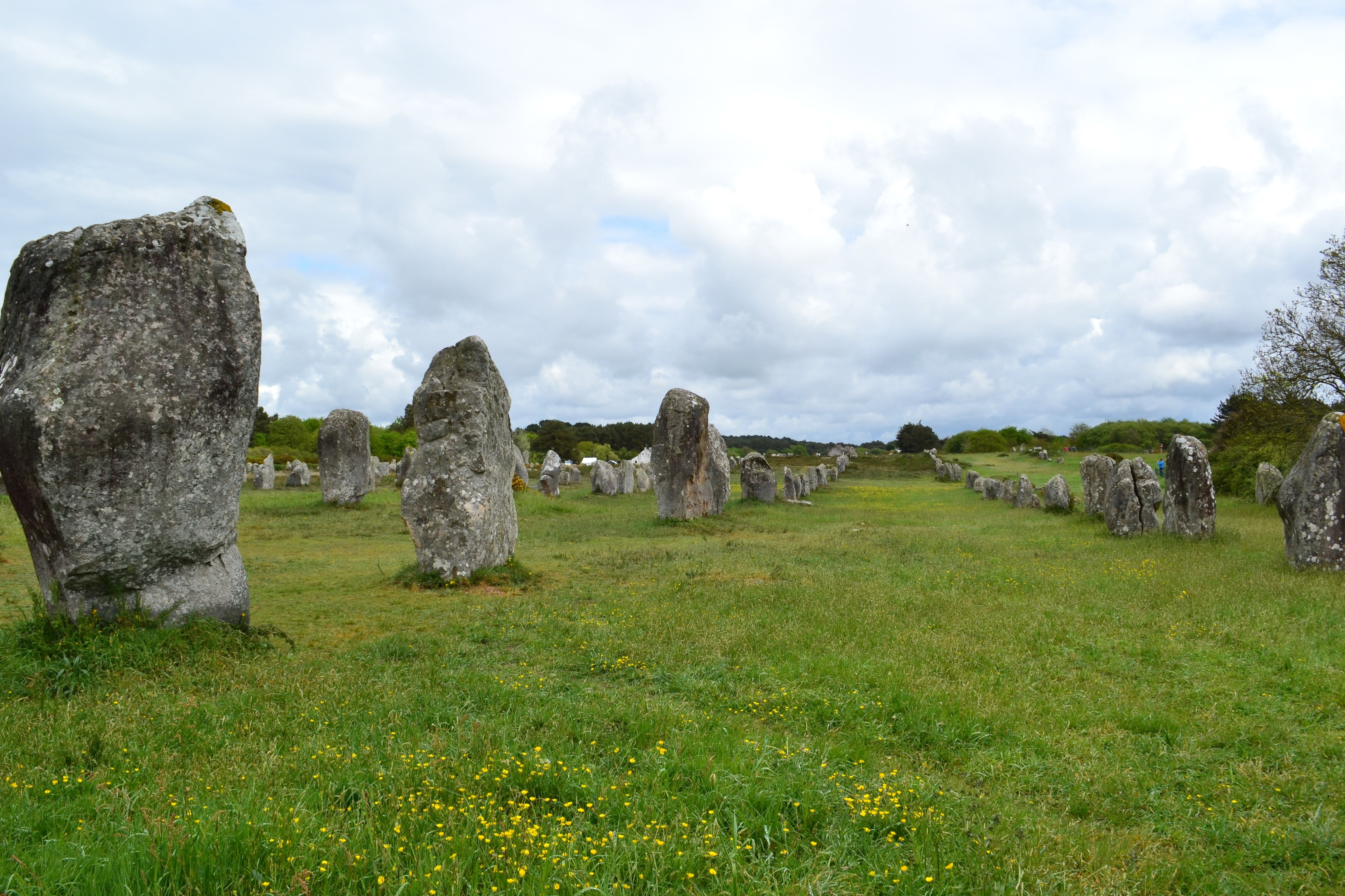 no people, memorial, ancient history, brittany, history, sky, rock, menhir, menhirs, ancient, land, stone material, ruined, rock - object, travel destinations, HD Wallpaper