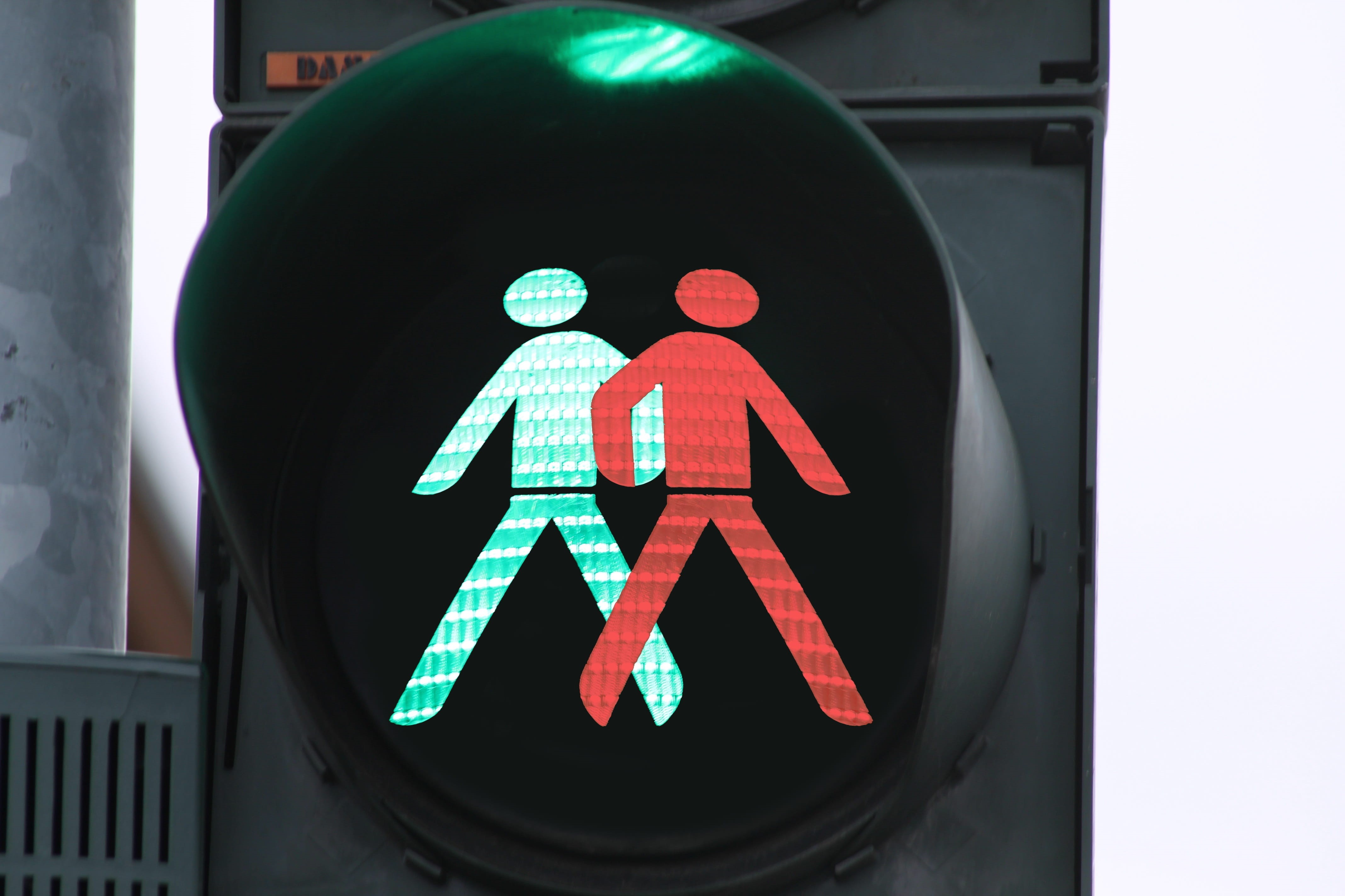 transportation, male likeness, counterproductive, road, lighting equipment, disagreement, outdoors, human representation, guidance, alignment, illuminated, HD Wallpaper