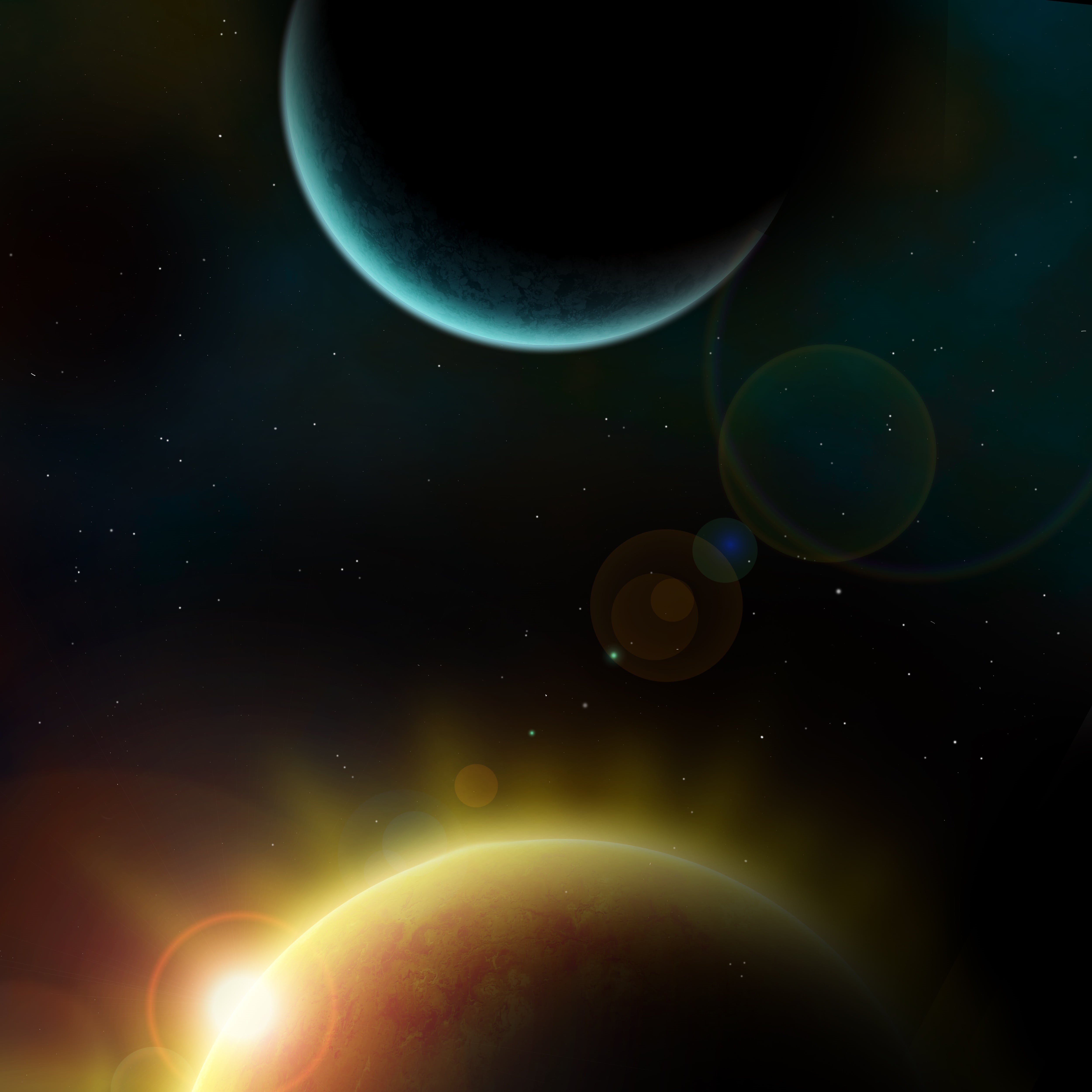 night, starry sky, shape, orbiting, space, lens flare, mystical, black background, planetary system, star - Space, all, light - natural phenomenon, nature, Phone HD Wallpaper