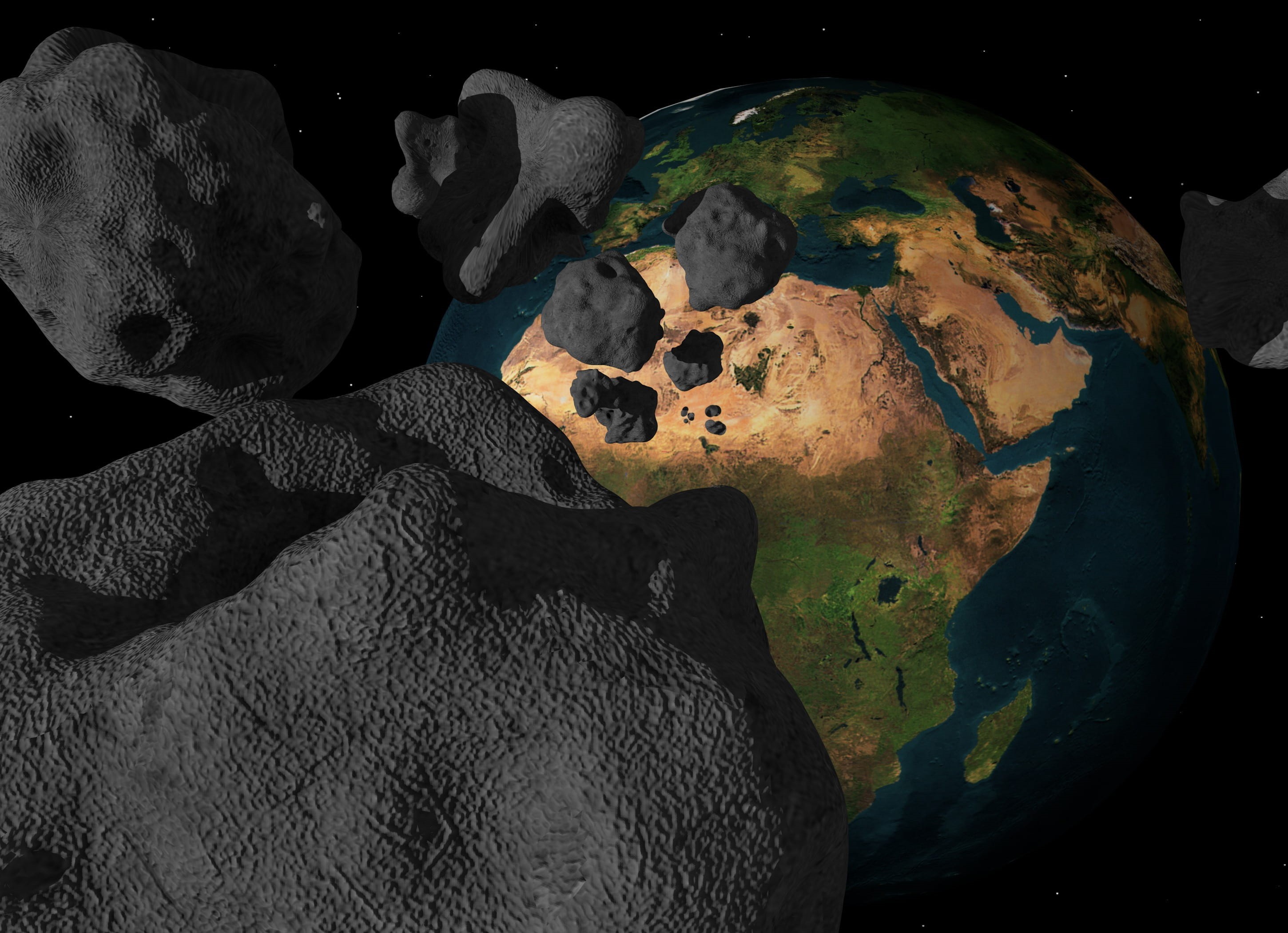 crashing down, disaster, physical geography, planet, planet - space, spouse, 2K, shadow, sphere, rock, beauty in nature, sea, asteroid, setting, end time, HD Wallpaper