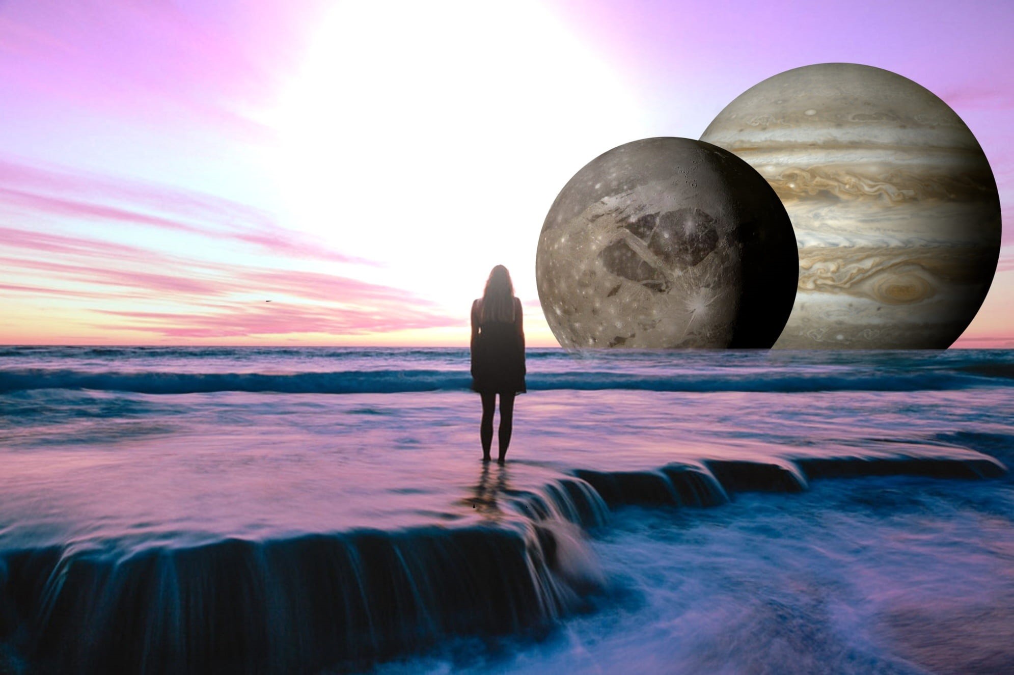astronomy, romantic, horizon over water, sky, artwork, emergence, land, divinity, color, coast, morgenstimmung, beauty in nature, planet, all, horizon, HD Wallpaper