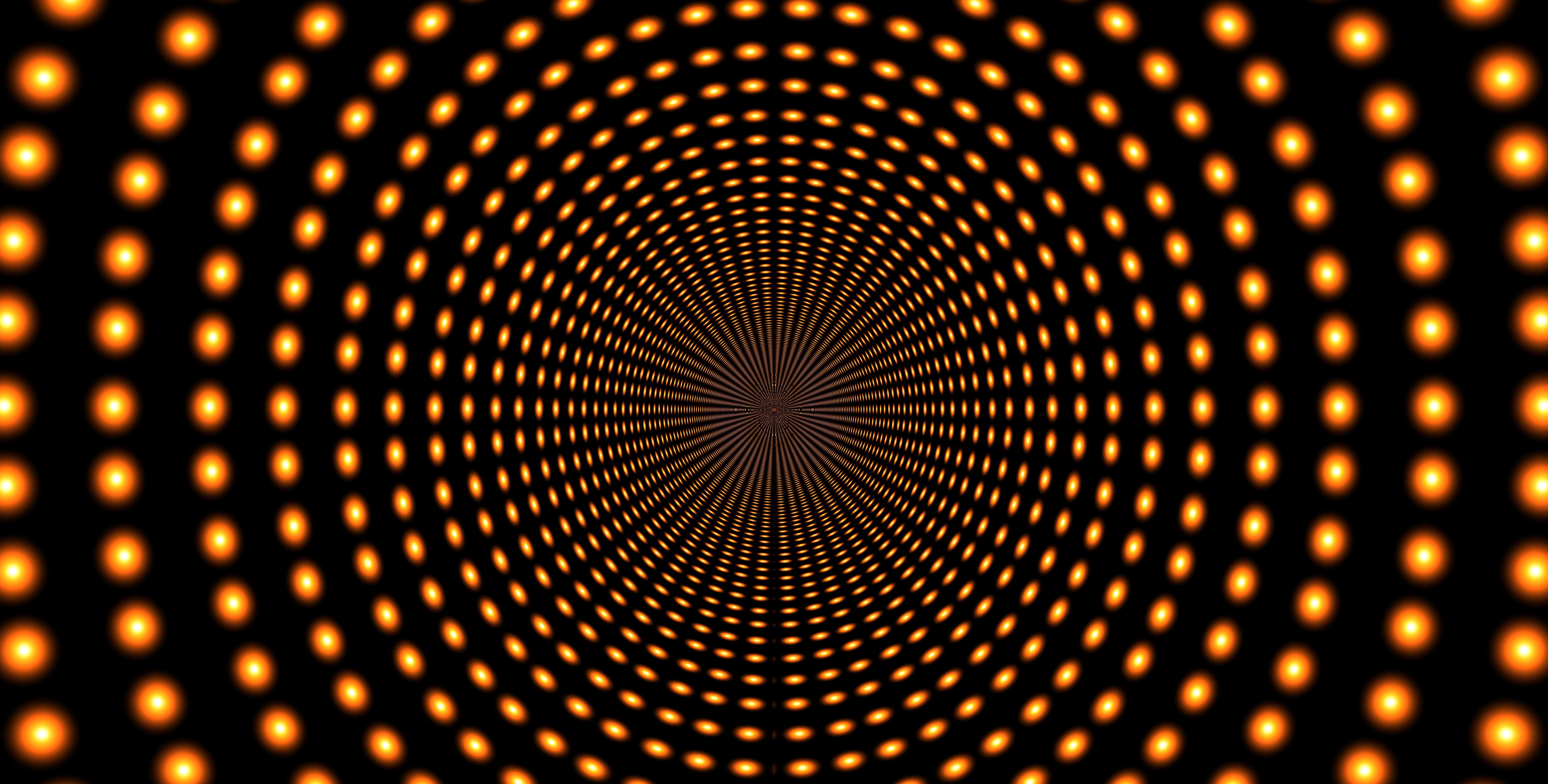 full frame, repetition, pattern, geometric shape, 5K, illuminated, indoors, lights, orange, close-up, infinity, rotation, technology, spotted, metal, backgrounds, HD Wallpaper
