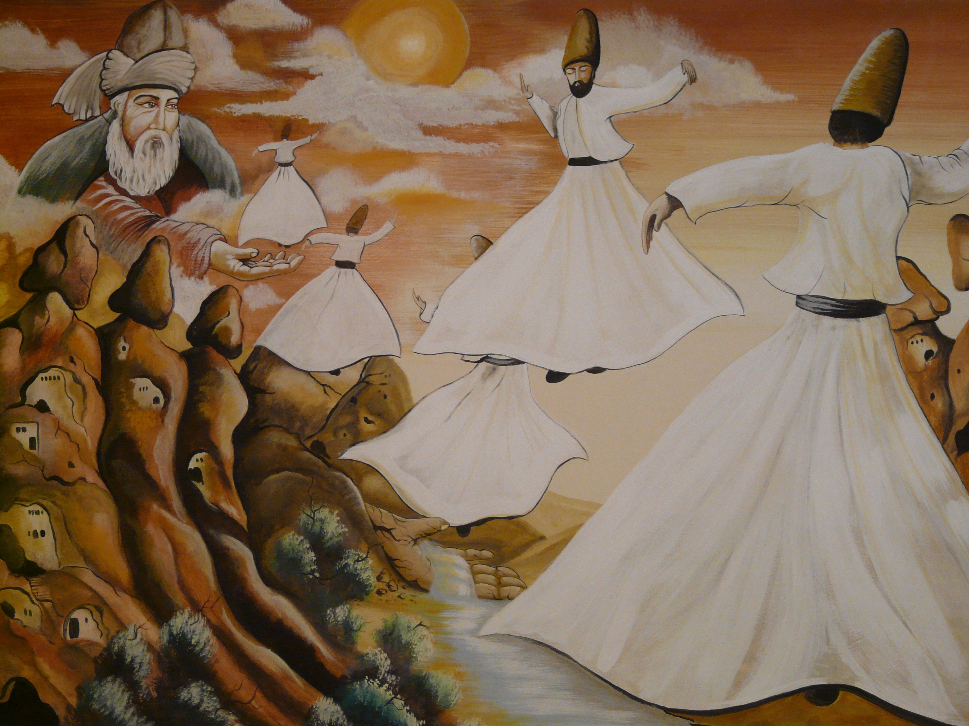 indoors, turkey, close-up, painting, decoration, image, no people, female likeness, 2K, craft, choice, pattern, whirling dervish, rotate towels, dervishes, HD Wallpaper