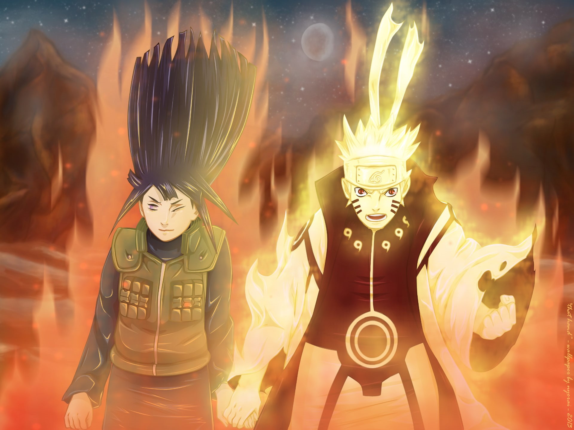 naruto x hinata, men, real people, digital composite, standing, architecture, glowing, group of people, people, front view, male likeness, 1080P, chakra, HD Wallpaper