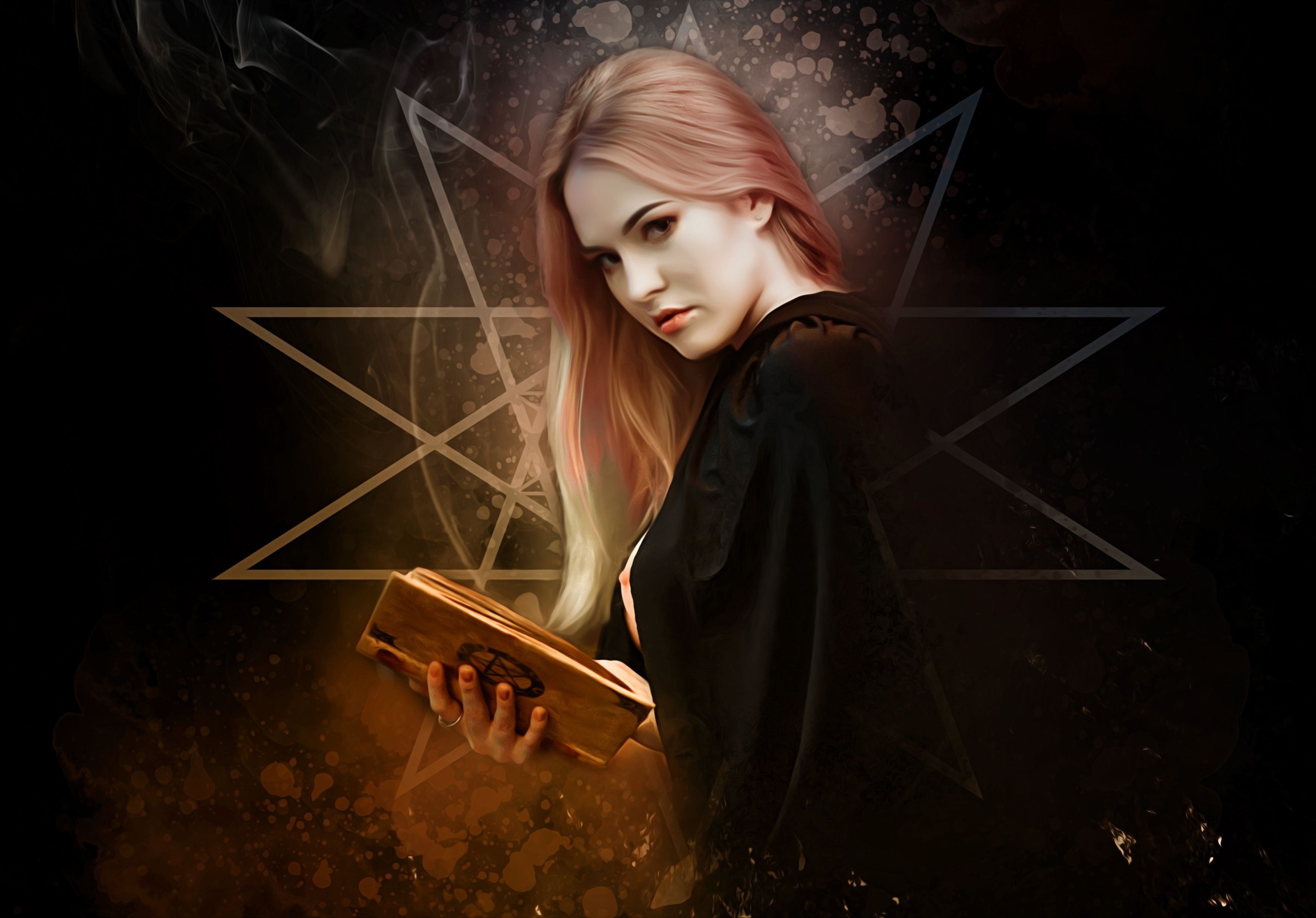 black, young women, sparks, beautiful woman, communication, esoteric, one person, witchcraft, young adult, portrait, lifestyles, wearing, leisure activity, HD Wallpaper