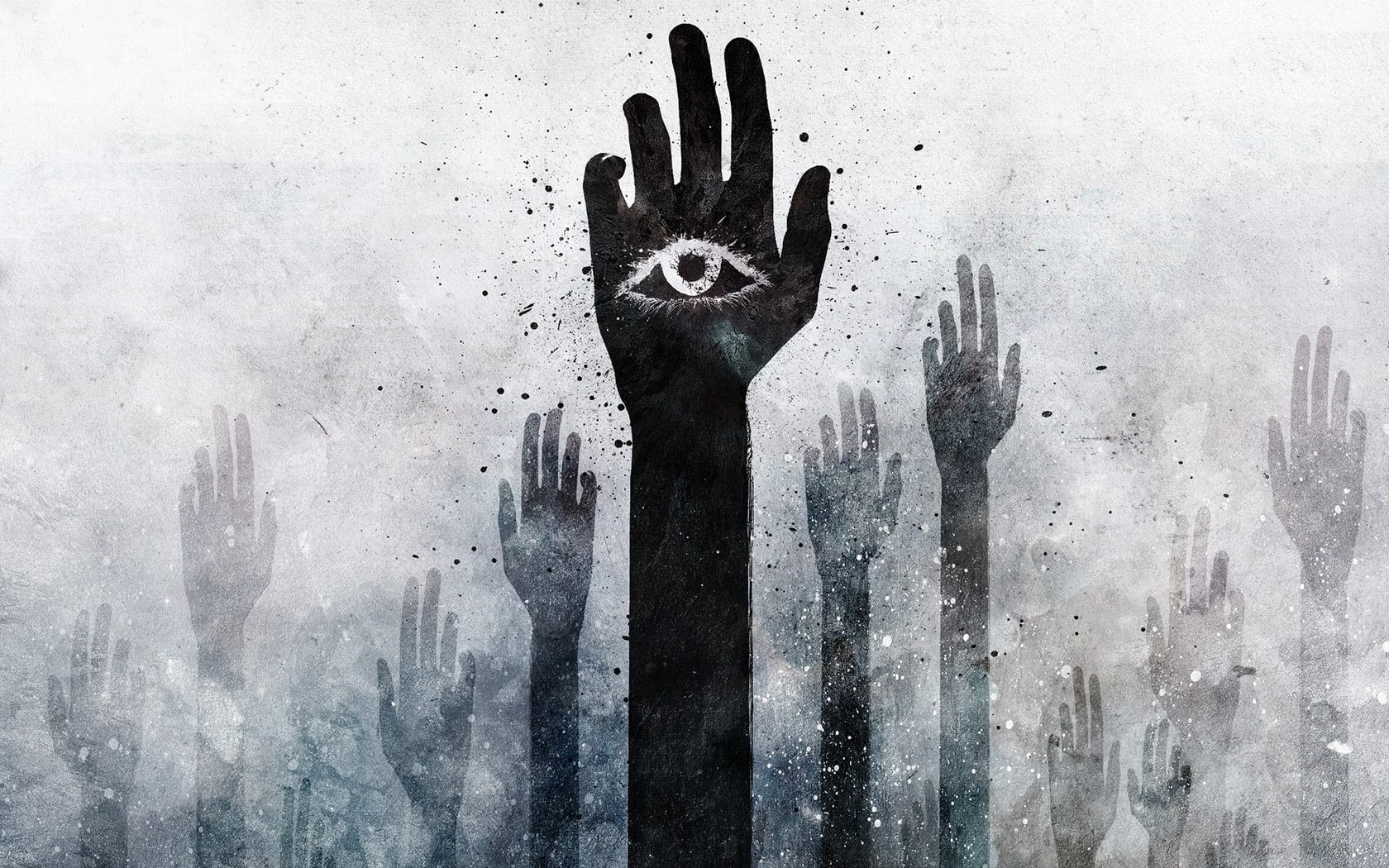 eyes, palm, art, hd, people, raised, cherry, x, 720P, alex, hands, esoteric, arms, HD Wallpaper