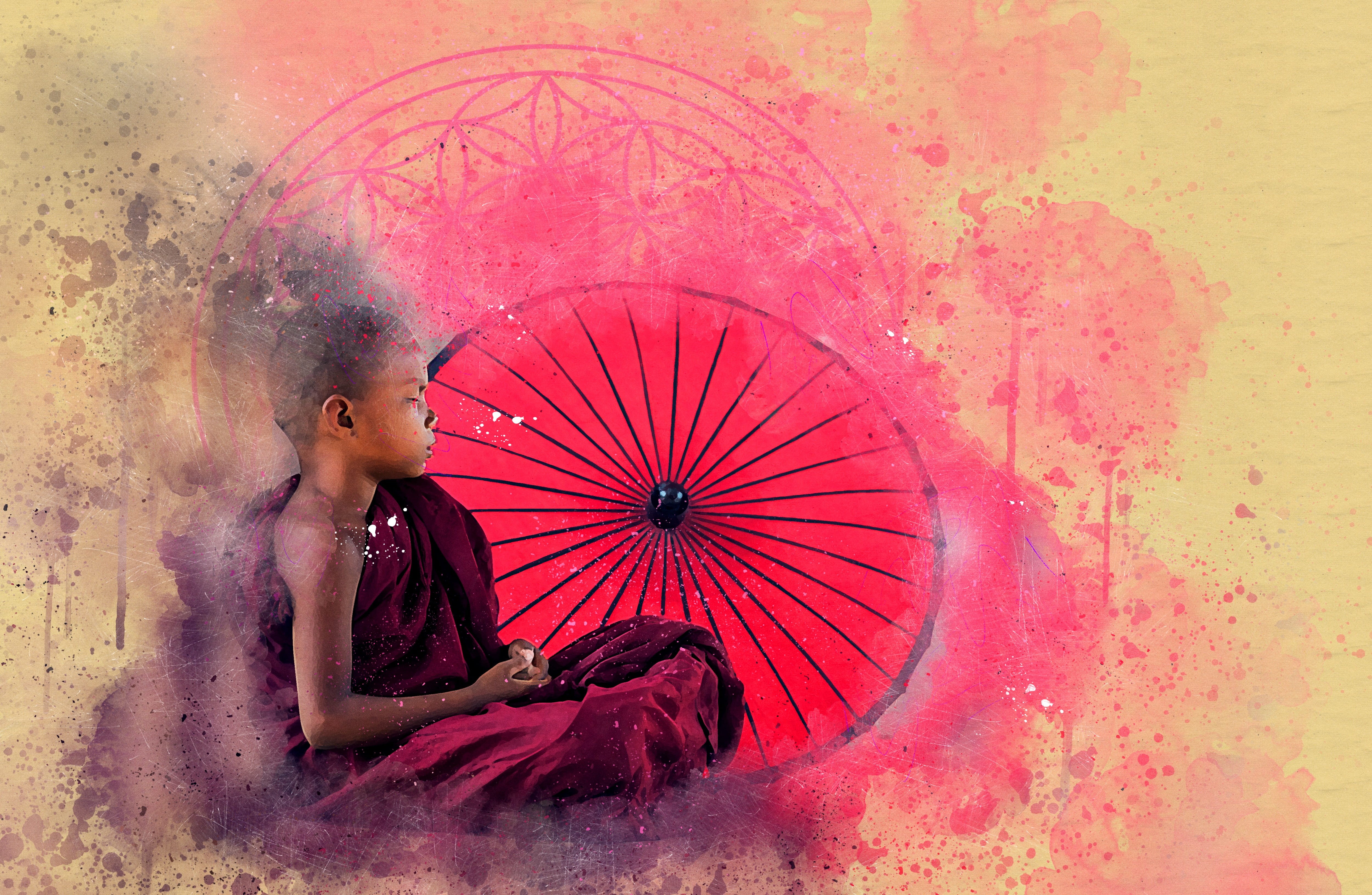 closeup, religion, offspring, men, child, creativity, boy, women, illustration, zen, esoteric, symbol, lifestyles, smiling, full length, painting, red, HD Wallpaper