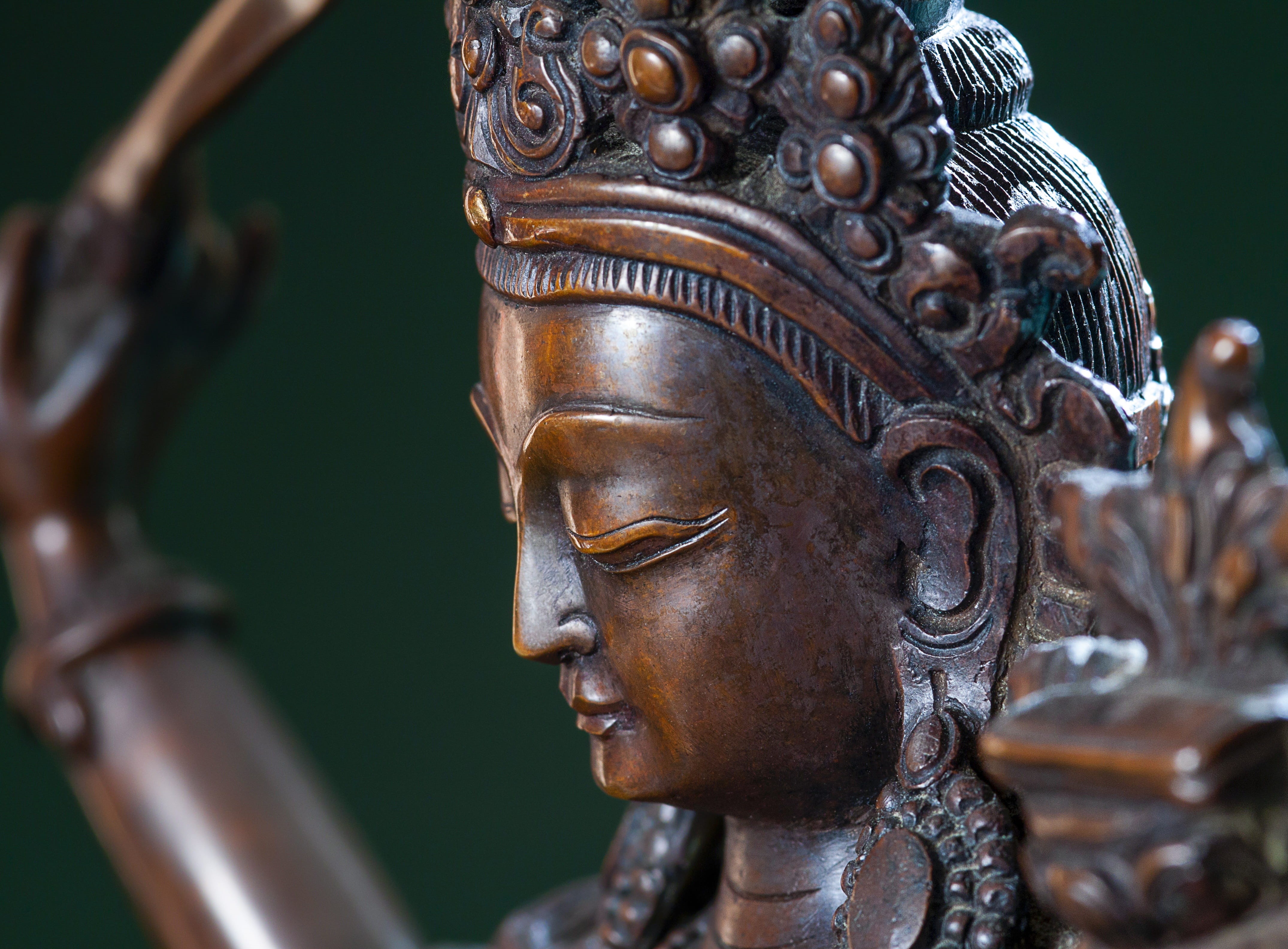 asia, representation, belief, bodhisattva, metal, tibet, religion, bronze, male likeness, ornate, architecture, spirituality, focus on foreground, statue, HD Wallpaper