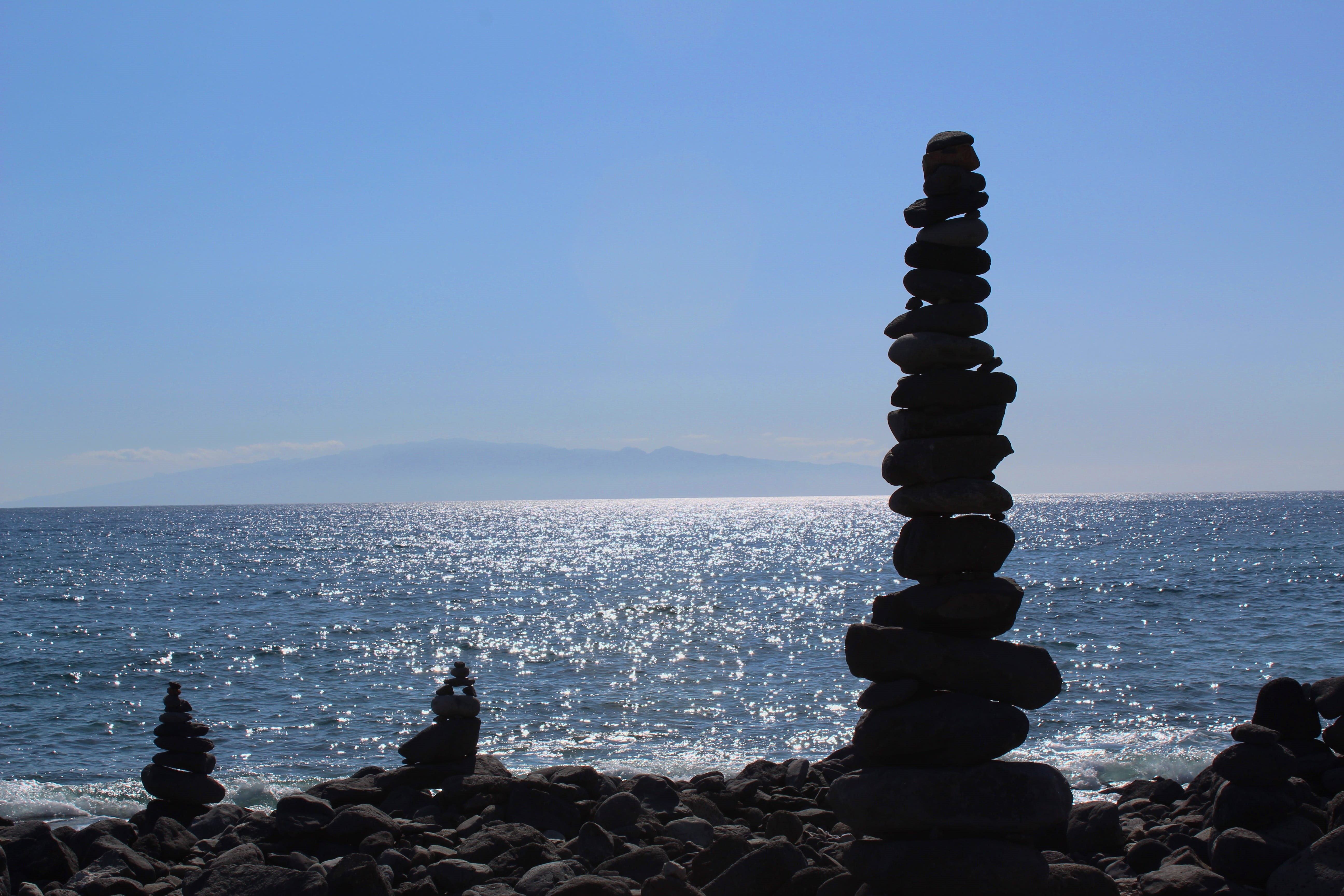 water, esoteric, design, day, rest, tranquil scene, beach, horizon, sun, rock - object, 5K, background, scenics - nature, horizon over water, no people, HD Wallpaper