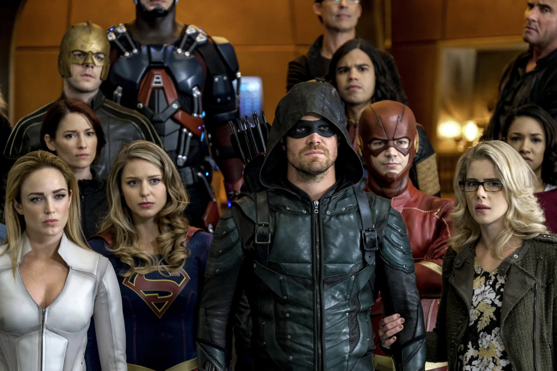 crowd, casual clothing, adult, arrow, legends of tomorrow, front view, supergirl, young men, clothing, jacket, women, human representation, hd, real people, HD Wallpaper