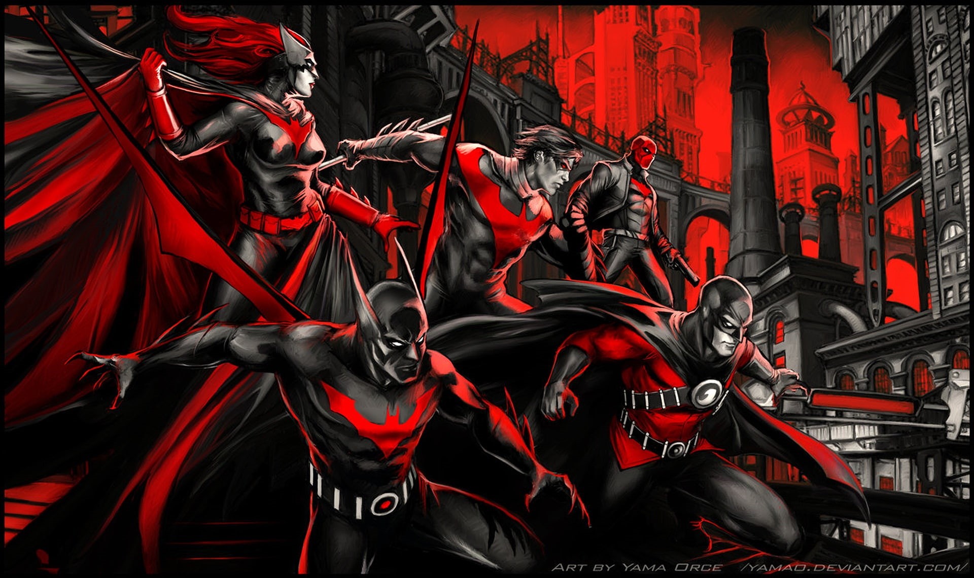 Batman, Nightwing, 1080P, fan art, Batwoman, artwork, HD Wallpaper