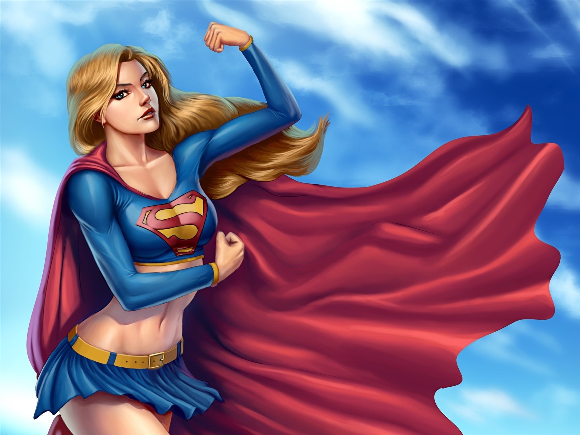 Comics, Supergirl, 1080P, Superhero, Blue, Red, DC, HD Wallpaper