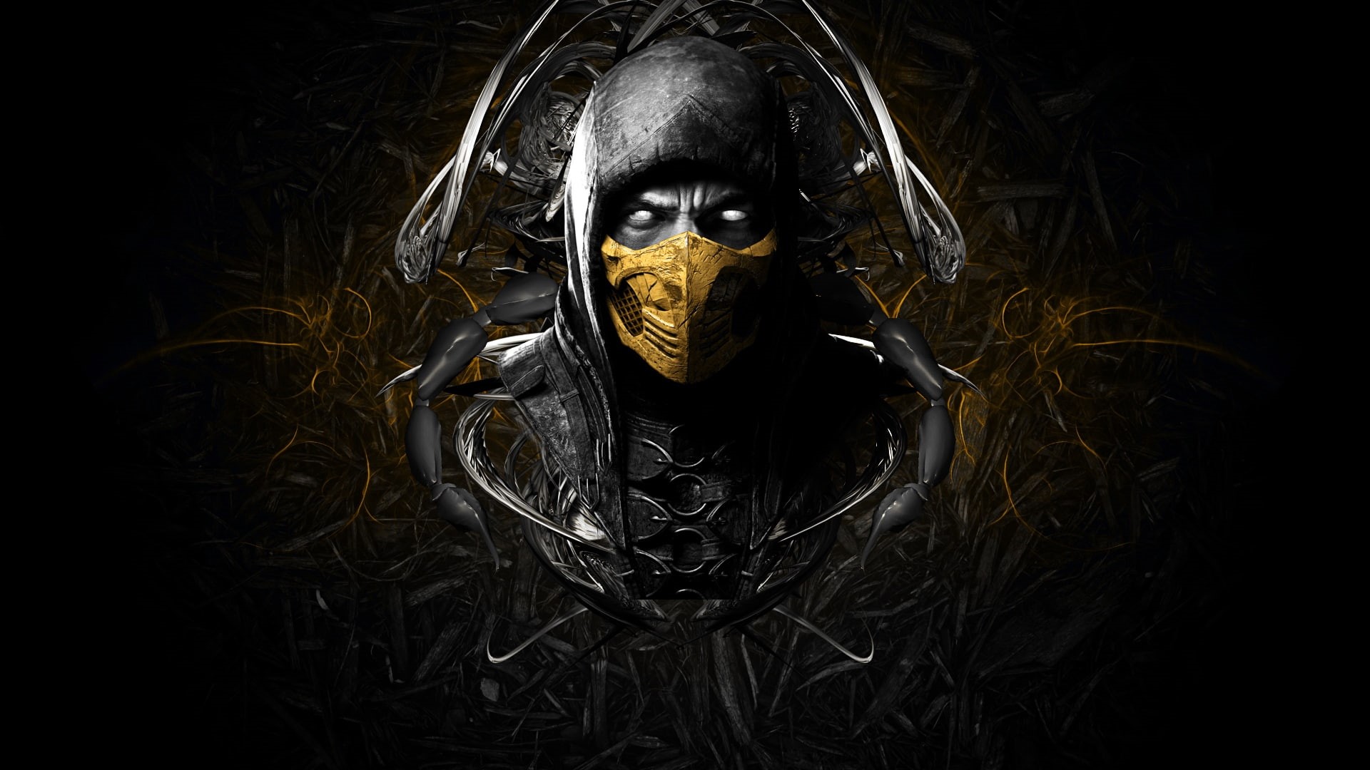 mask, scorpion, ninja, mortal kombat x, 1080P, face, HD Wallpaper