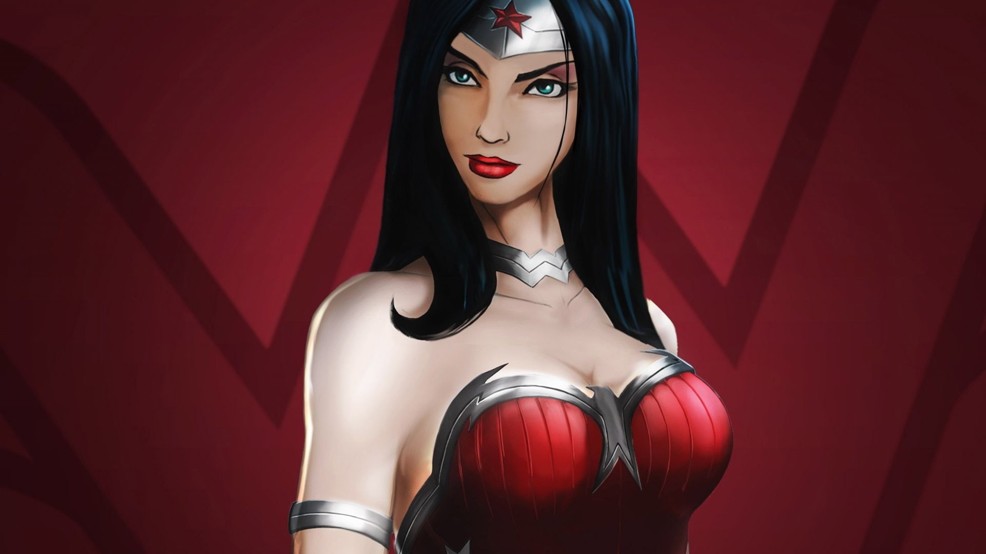 brunette, cartoon/comic, 1080P, woman, wonder, dc, hd, HD Wallpaper