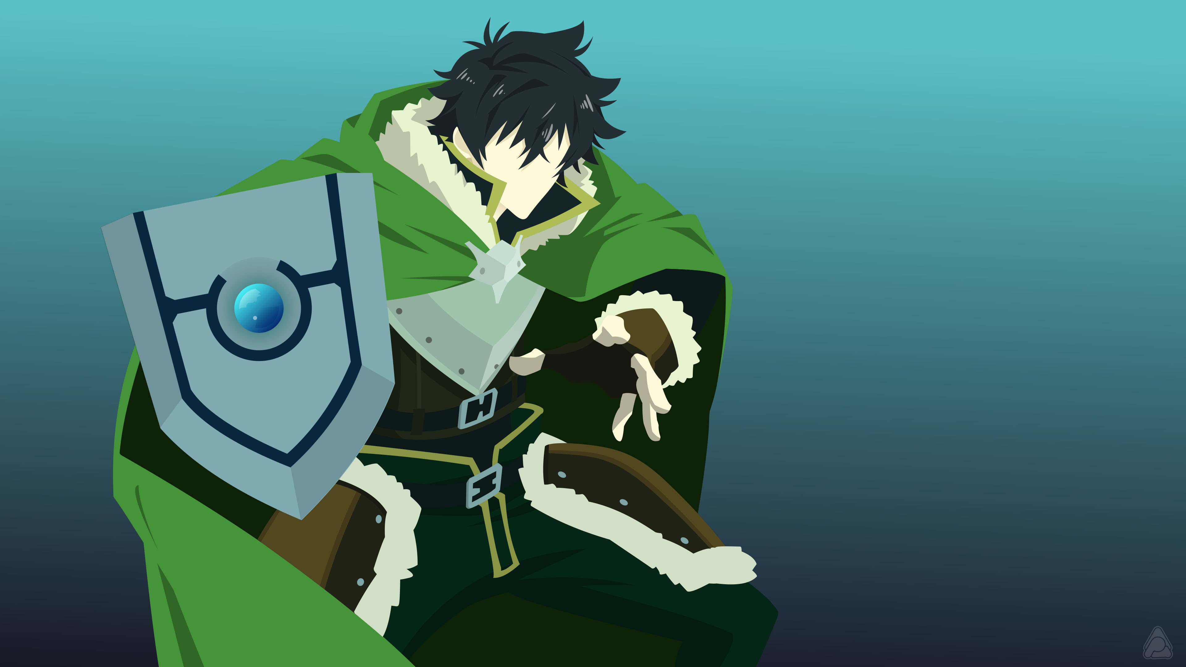 Iwatani Naofumi, anime boys, 4K, anime, shield, simple background, Tate no Yuusha no Nariagari, HD Wallpaper