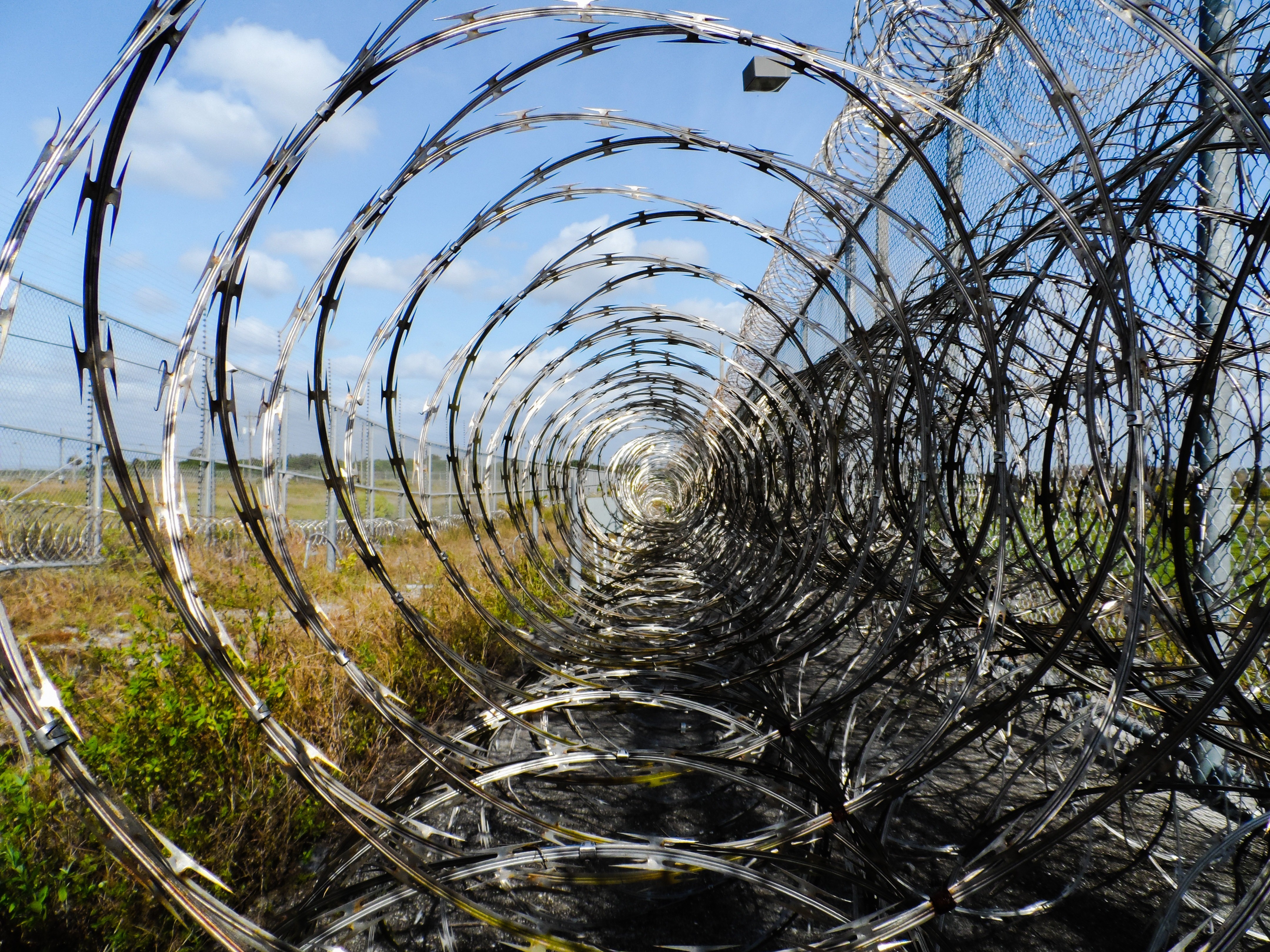 protection, police, arrested, safety, outdoors, jail, barrier, justice, barbed, metal, no people, day, corrections, razor ribbon, barbed wire, barbwire, HD Wallpaper