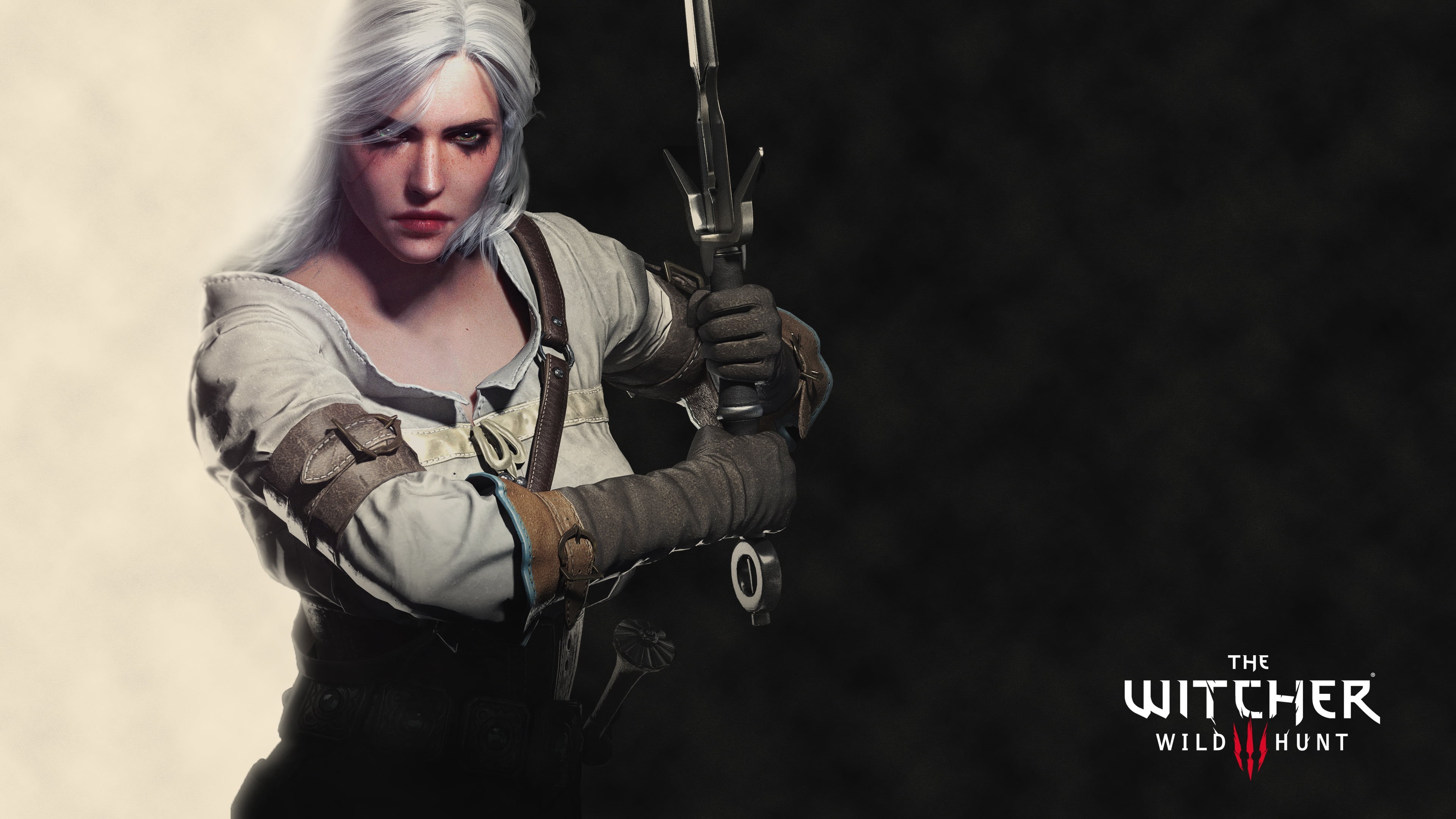 ciri, criminal, 4K, hairstyle, armed Forces, front view, power, smoke - Physical Structure, black Color, rifle, mid adult, fashion, studio Shot, aggression, HD Wallpaper
