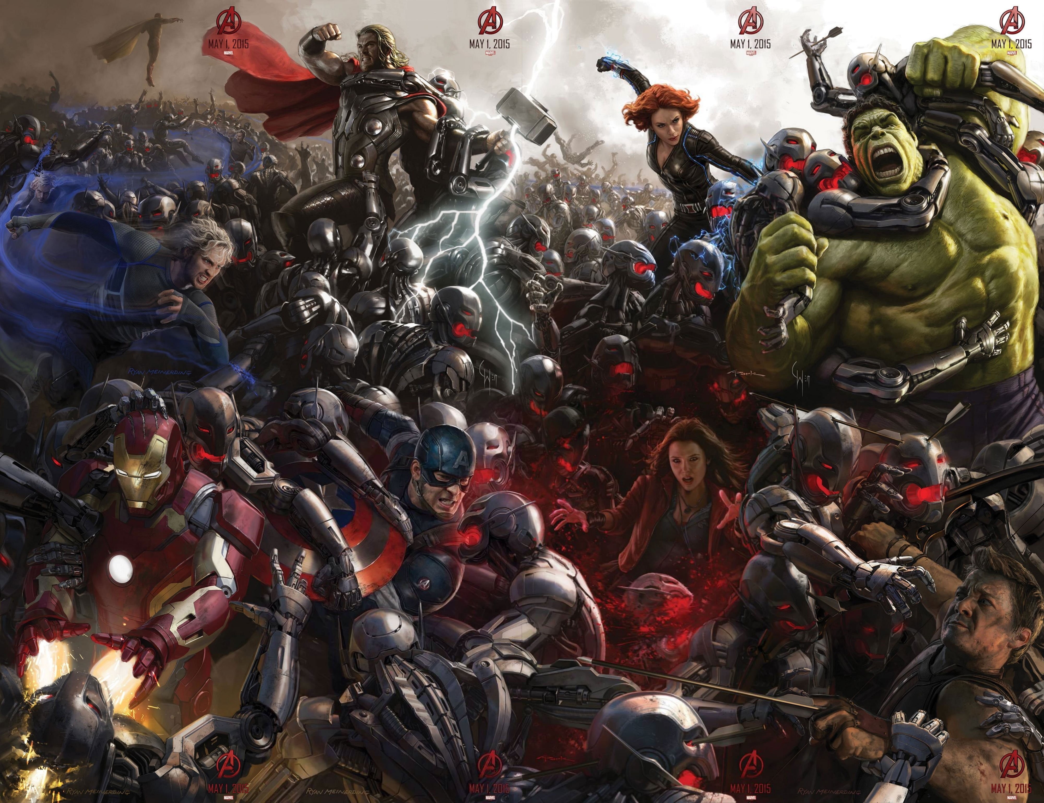 Elizabeth Olsen , Quicksilver, Iron Man, group of people, human representation, high angle view, The Vision, 4K, representation, marvel, creativity, Thor, HD Wallpaper