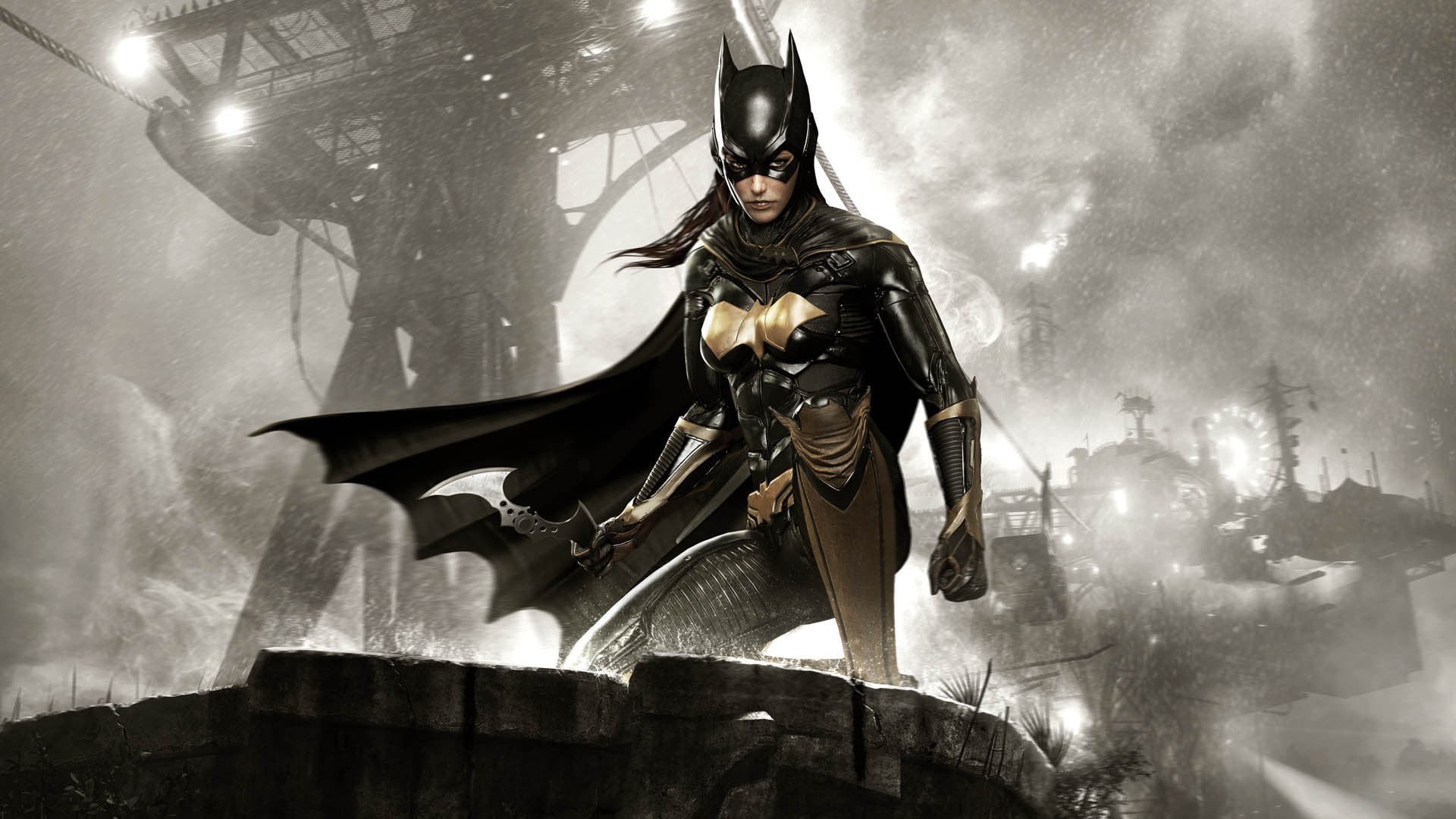 Batgirl, clothing, aggression, full length, government, built structure, sky, warrior - person, people, nature, low angle view, Rocksteady Studios, adult, HD Wallpaper