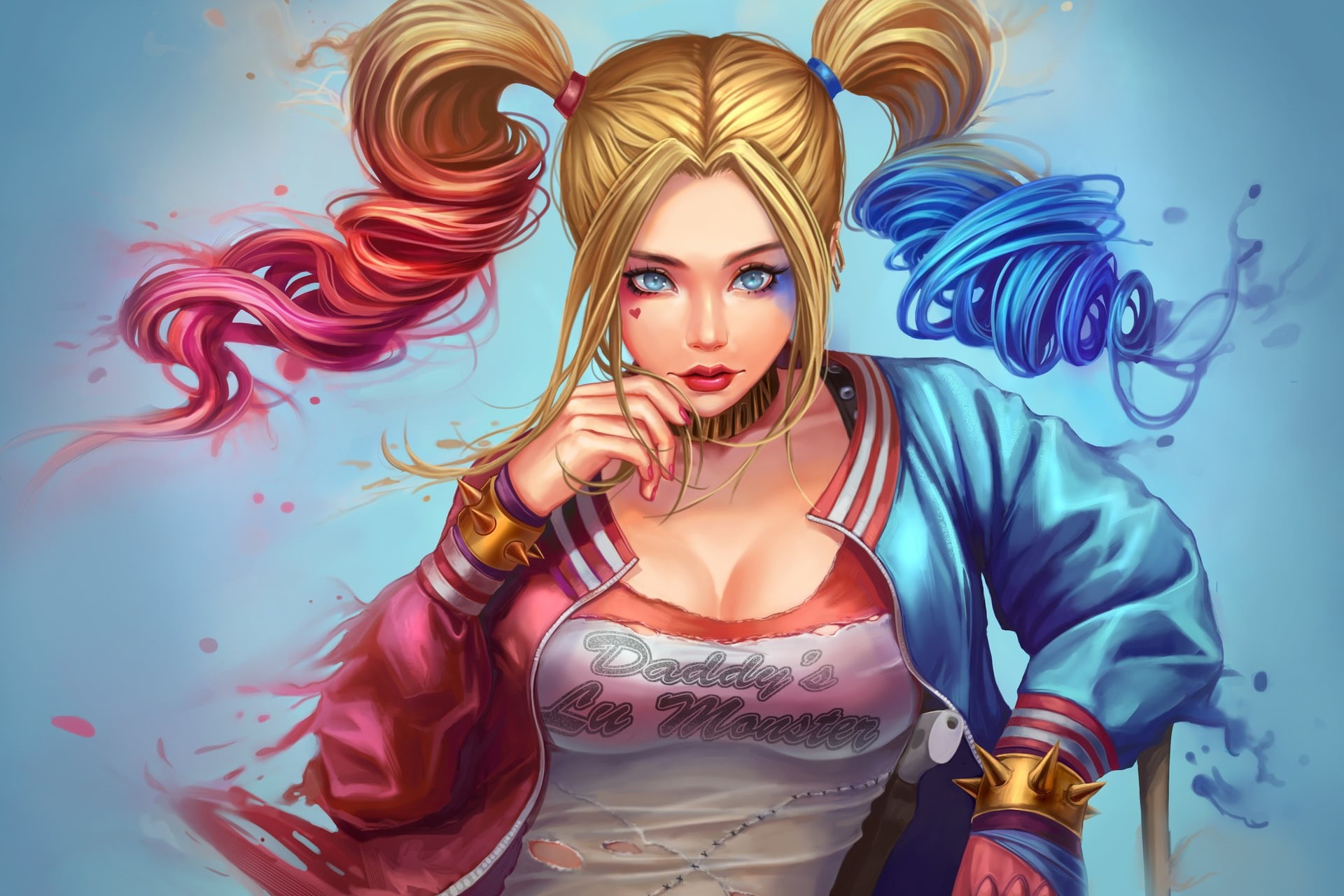DC Comics, Twintails, Comics, Blue Eyes, 1080P, Girl, Blonde, Harley Quinn, HD Wallpaper